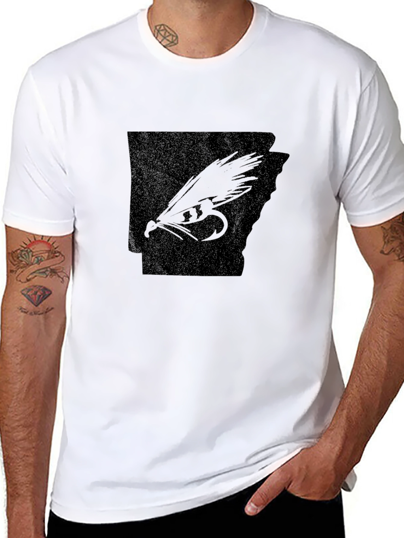 Arkansas Fishing Fly Graphic Tee - Black