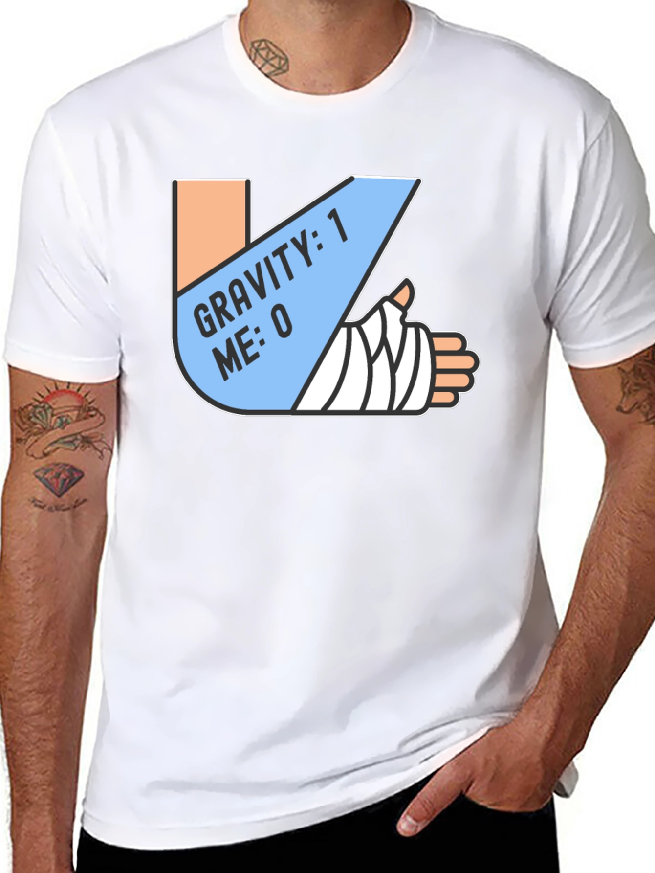 Gravity 1 Me 0 T-Shirt Funny Broken Arm Gift