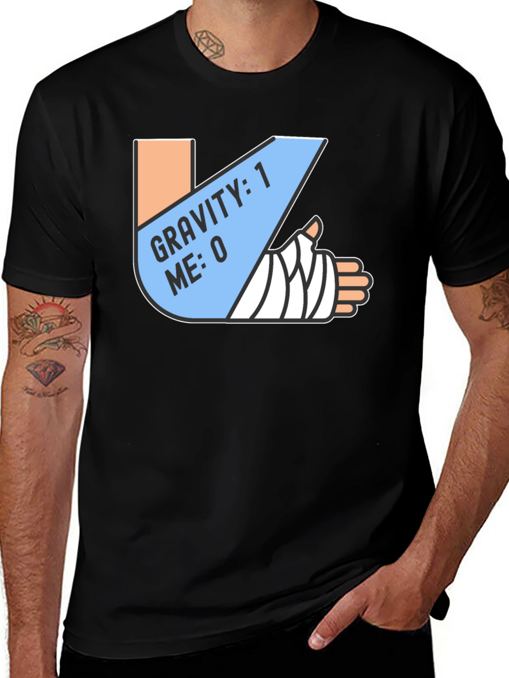 Gravity 1 Me 0 T-Shirt Funny Broken Arm Gift