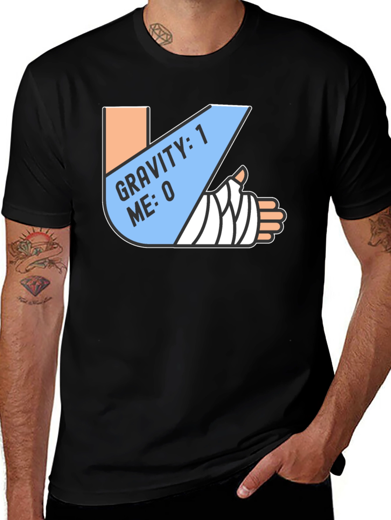 Gravity 1 Me 0 T-Shirt Funny Broken Arm Gift