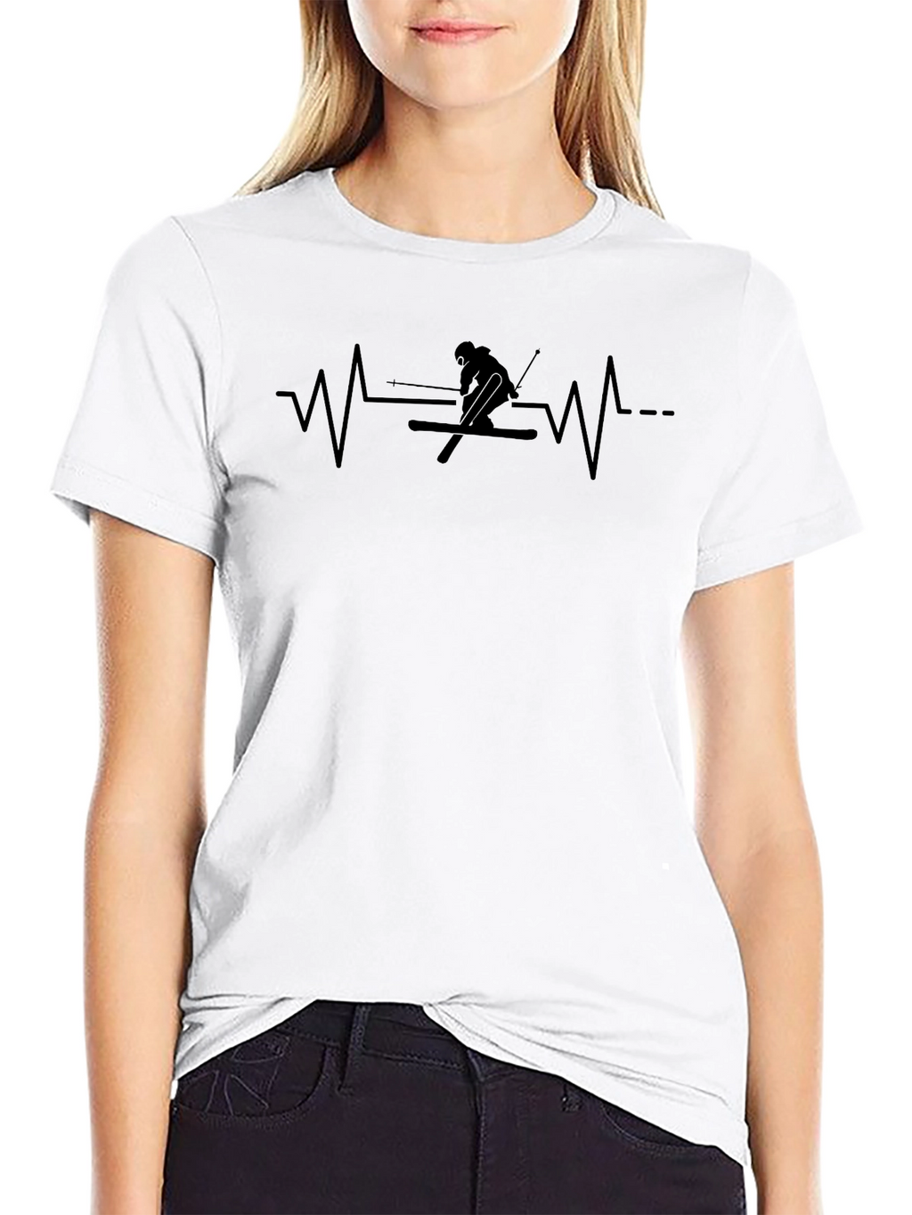 Skiing Heartbeat Graphic Tee - Active Lifestyle Apparel