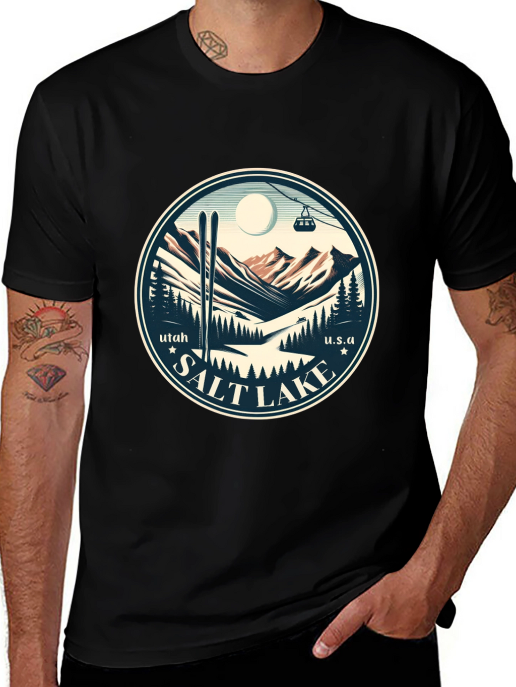 Salt Lake Utah Ski Scene Graphic Tee