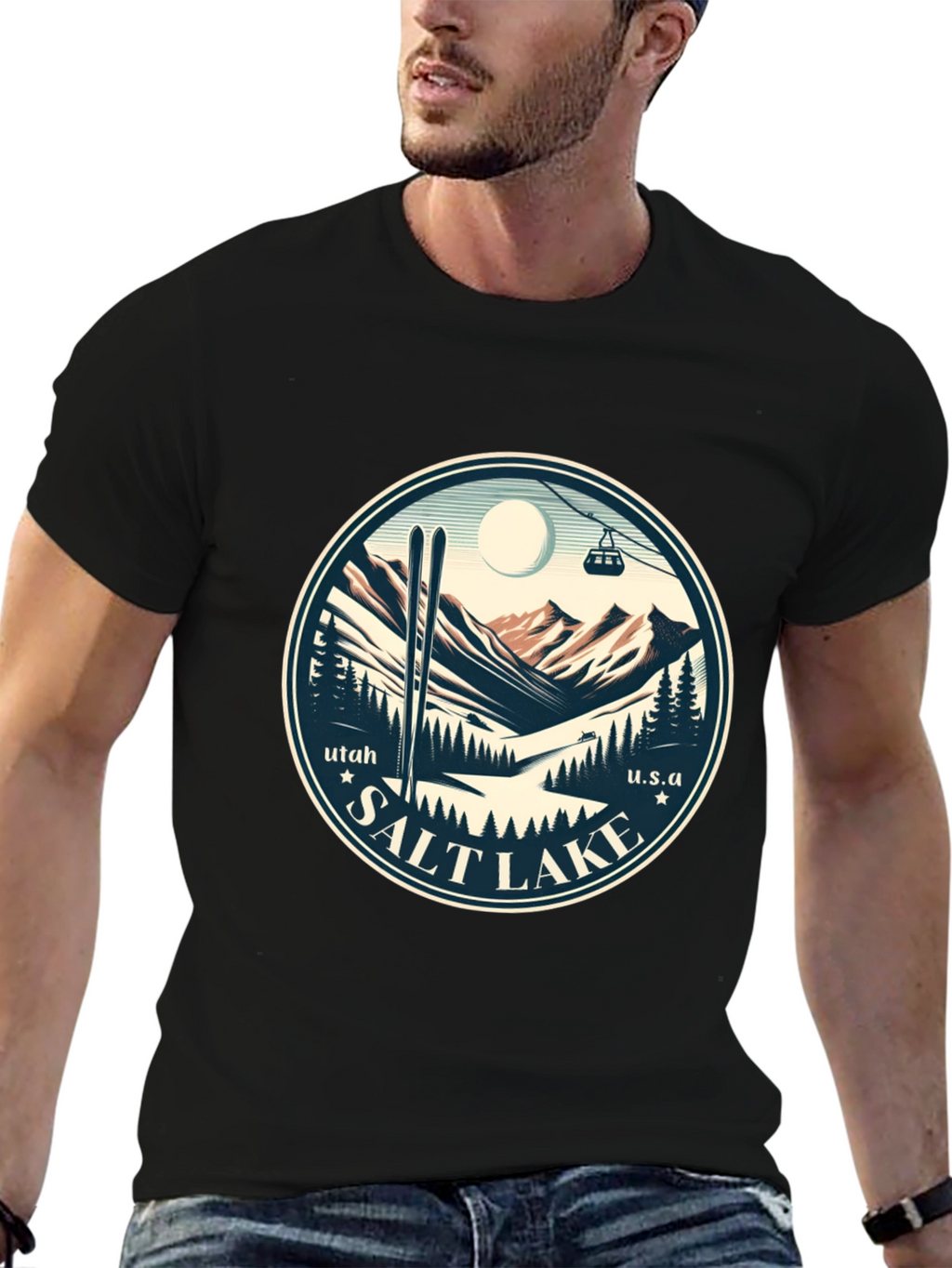 Salt Lake Utah Ski Scene Graphic Tee