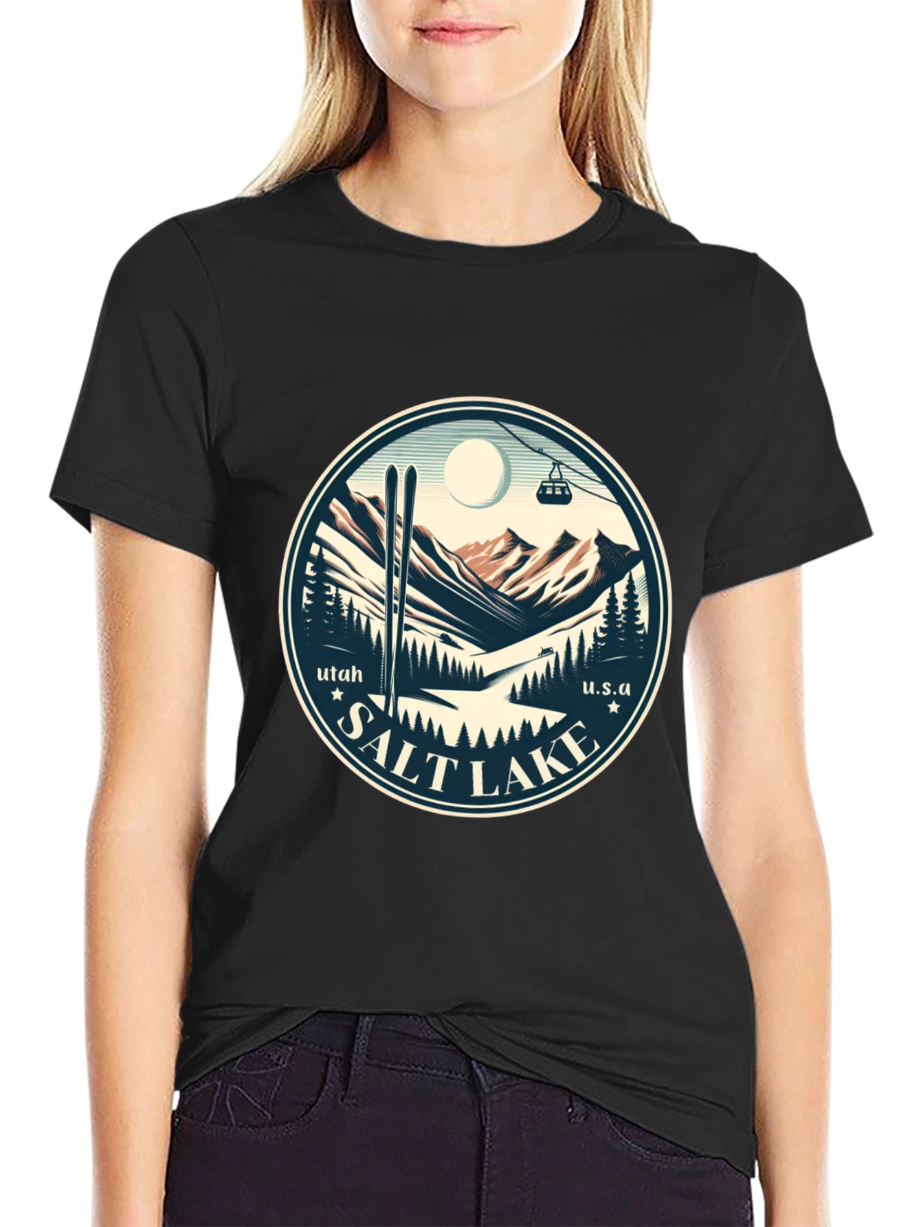 Salt Lake Utah Ski Scene Graphic Tee
