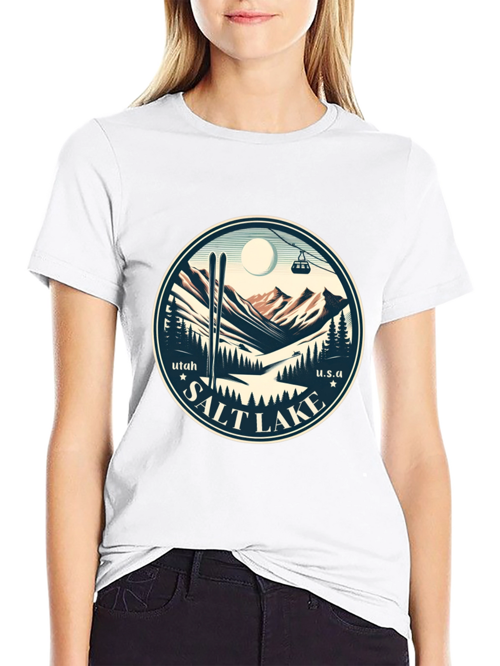 Salt Lake Utah Ski Scene Graphic Tee