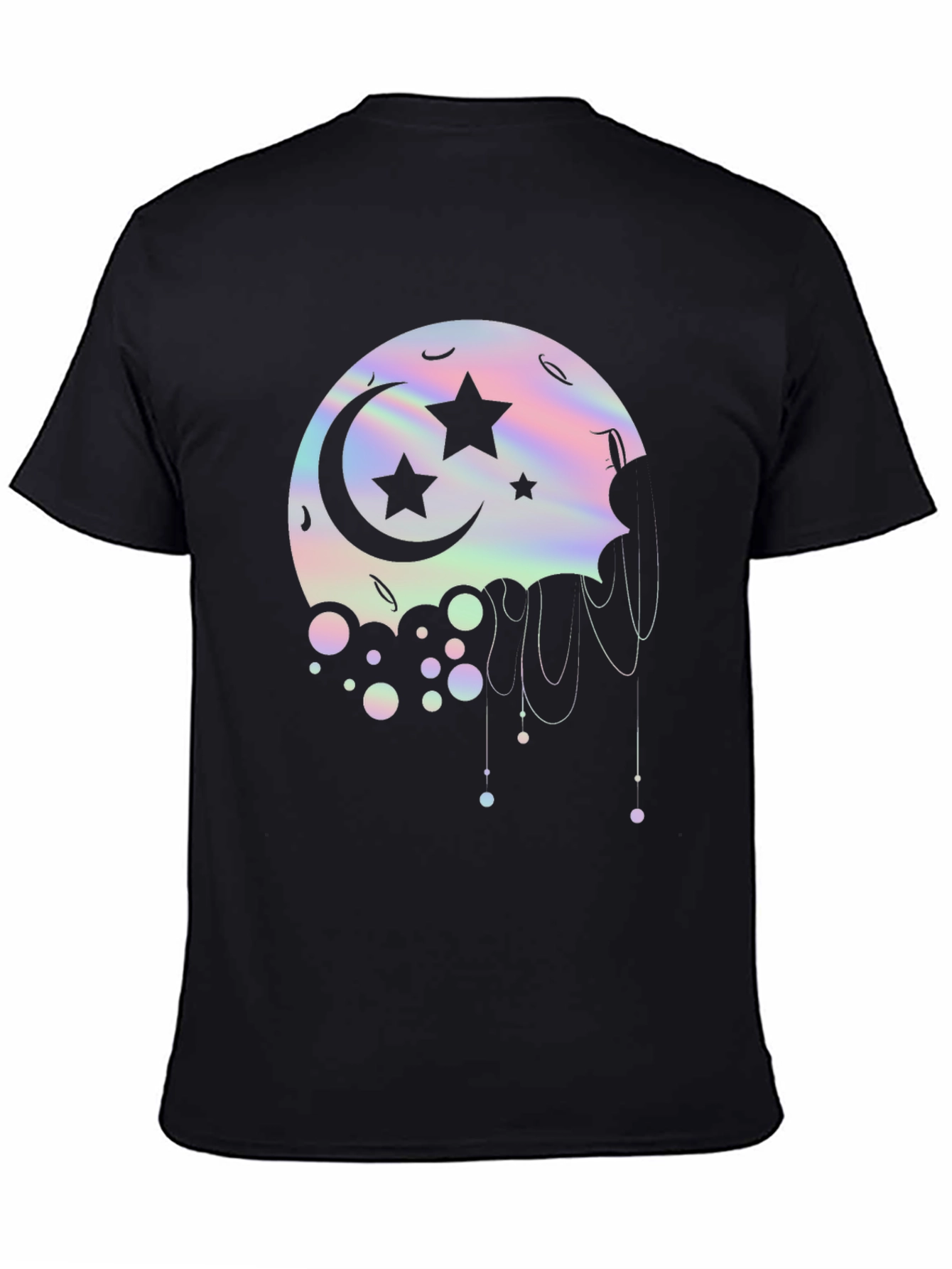 Dreamy Moon Stars Graphic Tee - Black Cotton T-Shirt