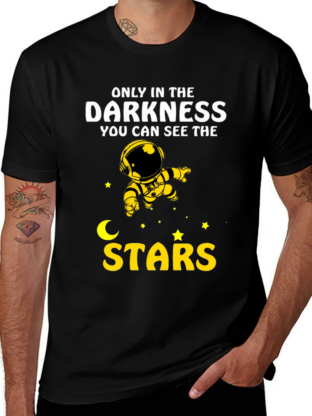 Darkness Stars Graphic T-Shirt - Astronaut Design
