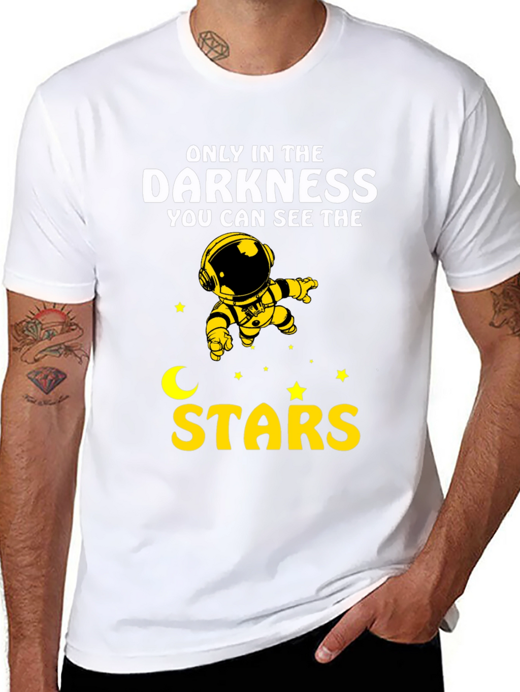 Darkness Stars Graphic T-Shirt - Astronaut Design