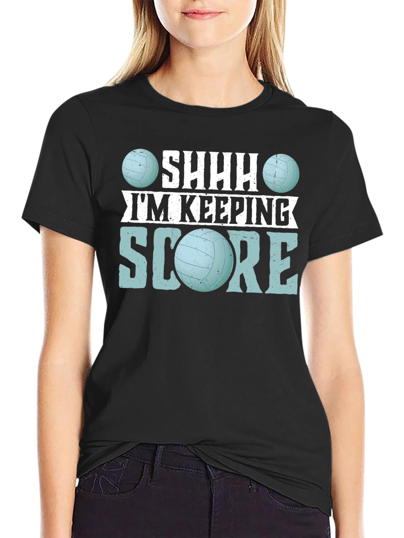 Shhh Im Keeping Score Volleyball Graphic Tee