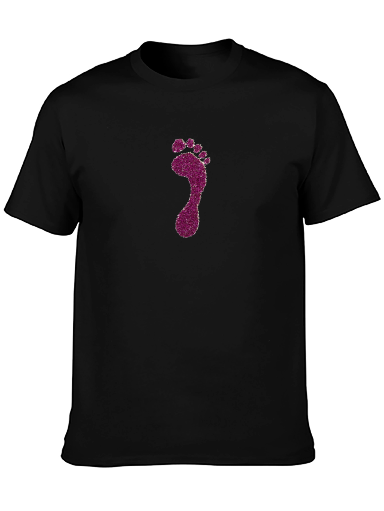 Glitter Footprint Graphic Tee - Black