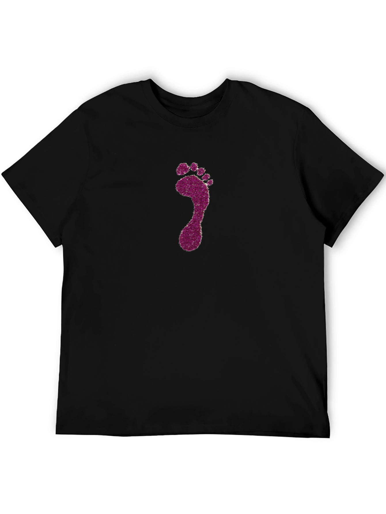 Glitter Footprint Graphic Tee - Black