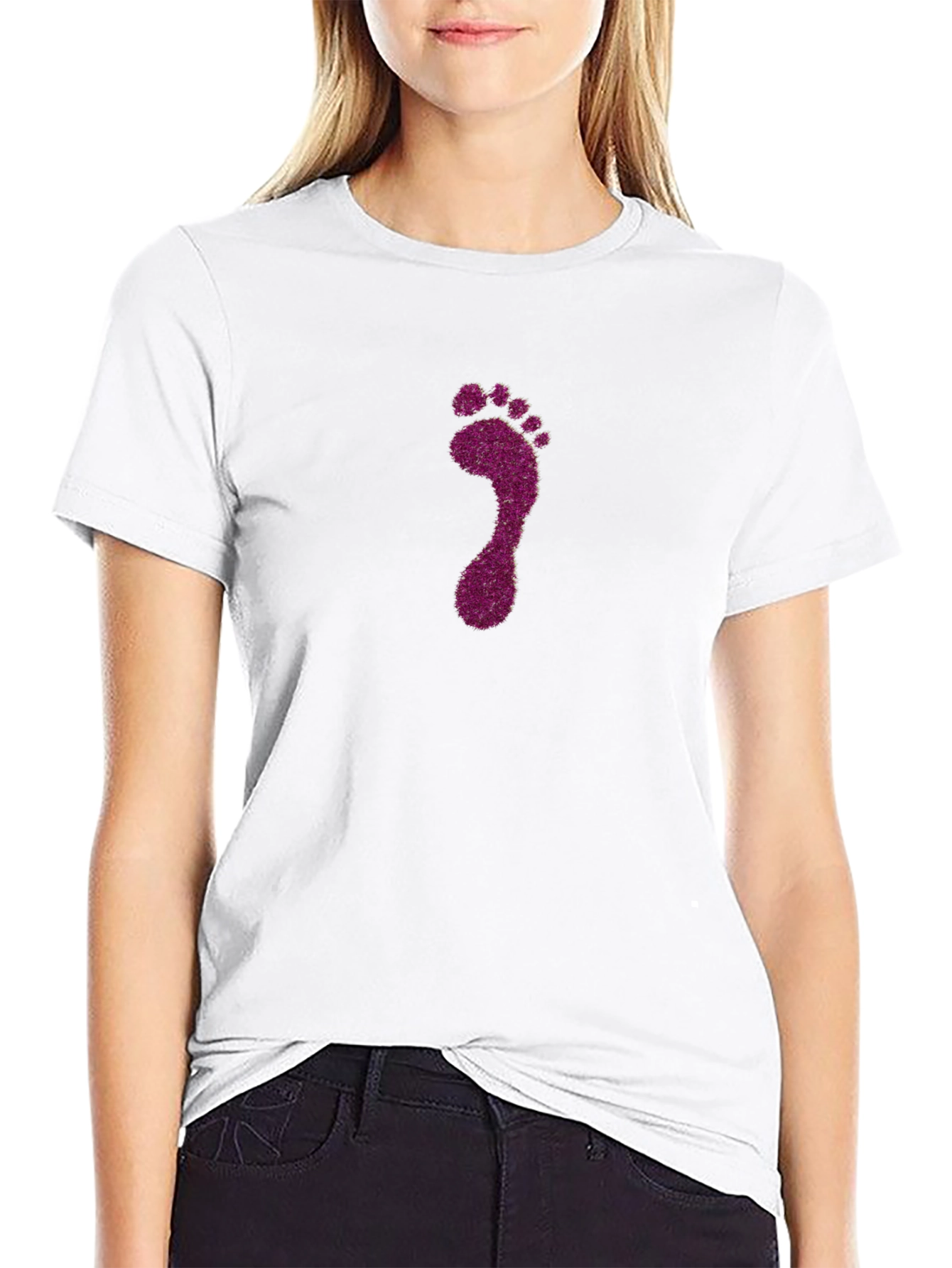 Glitter Footprint Graphic Tee - Black