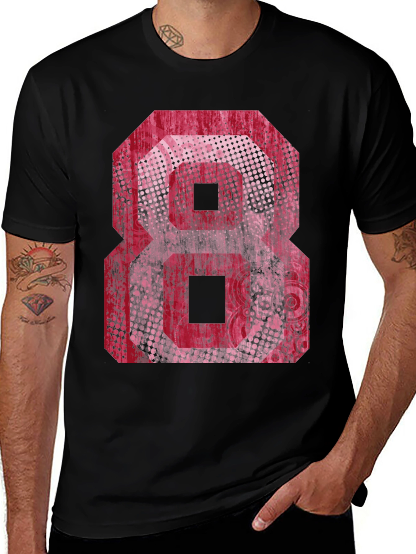 Graphic Tee - Red Number 8 Design