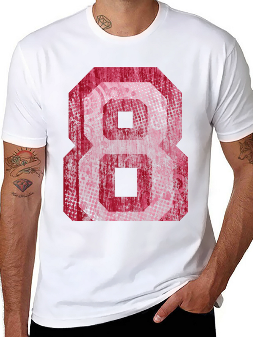 Graphic Tee - Red Number 8 Design