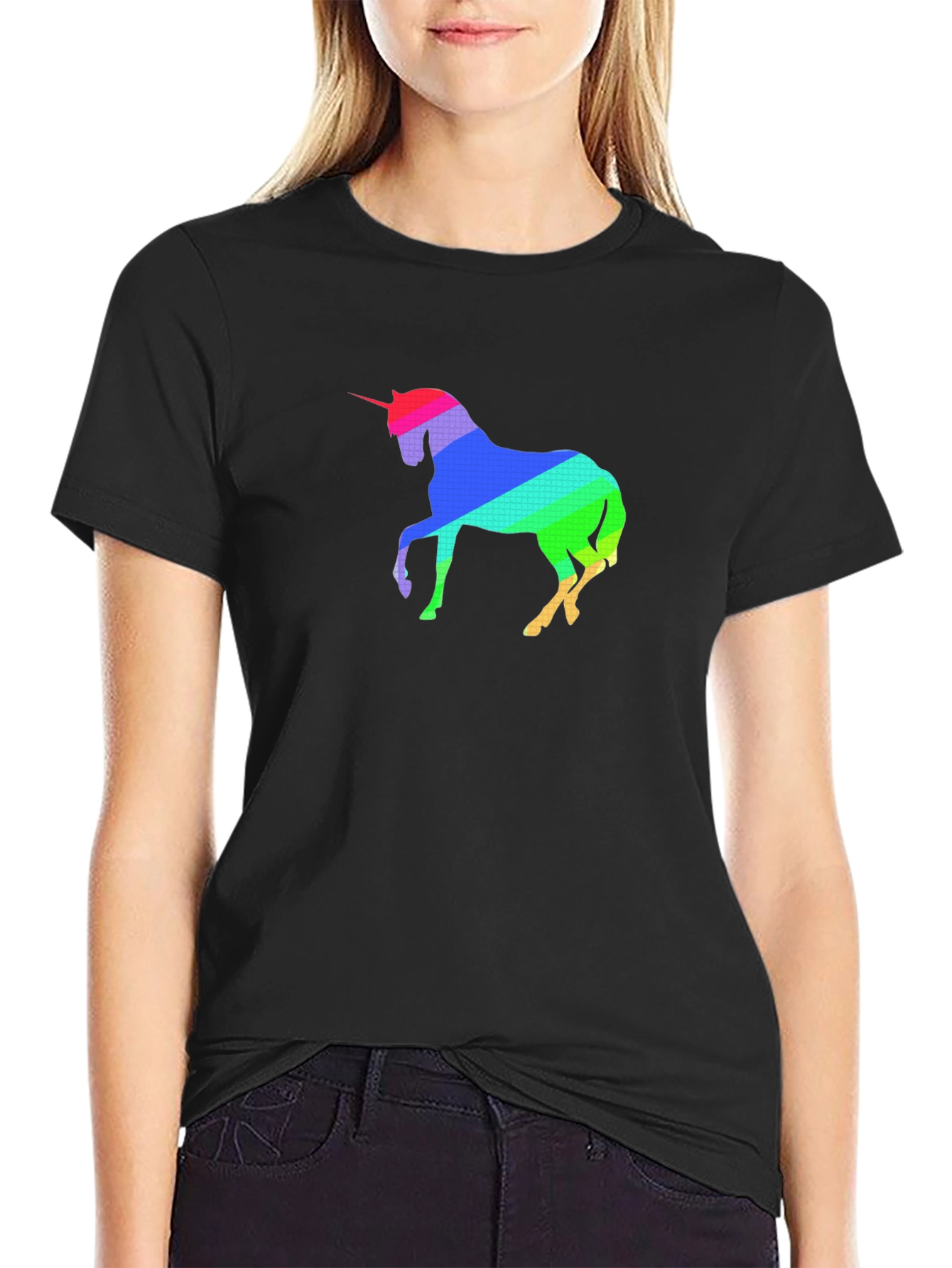 Rainbow Unicorn Graphic Tee - Stylish Mens Black T-Shirt