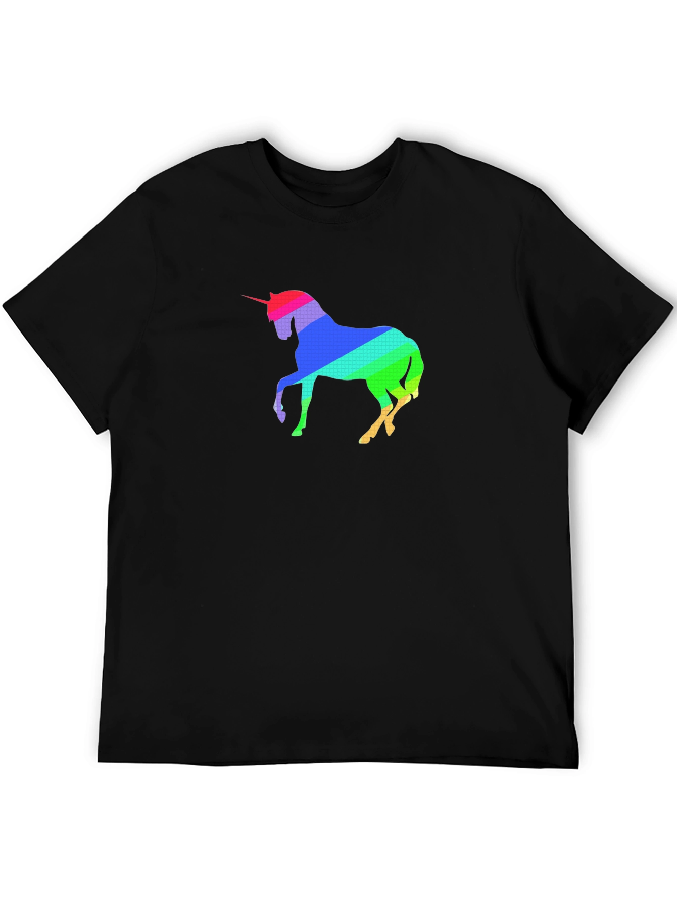 Rainbow Unicorn Graphic Tee - Stylish Mens Black T-Shirt