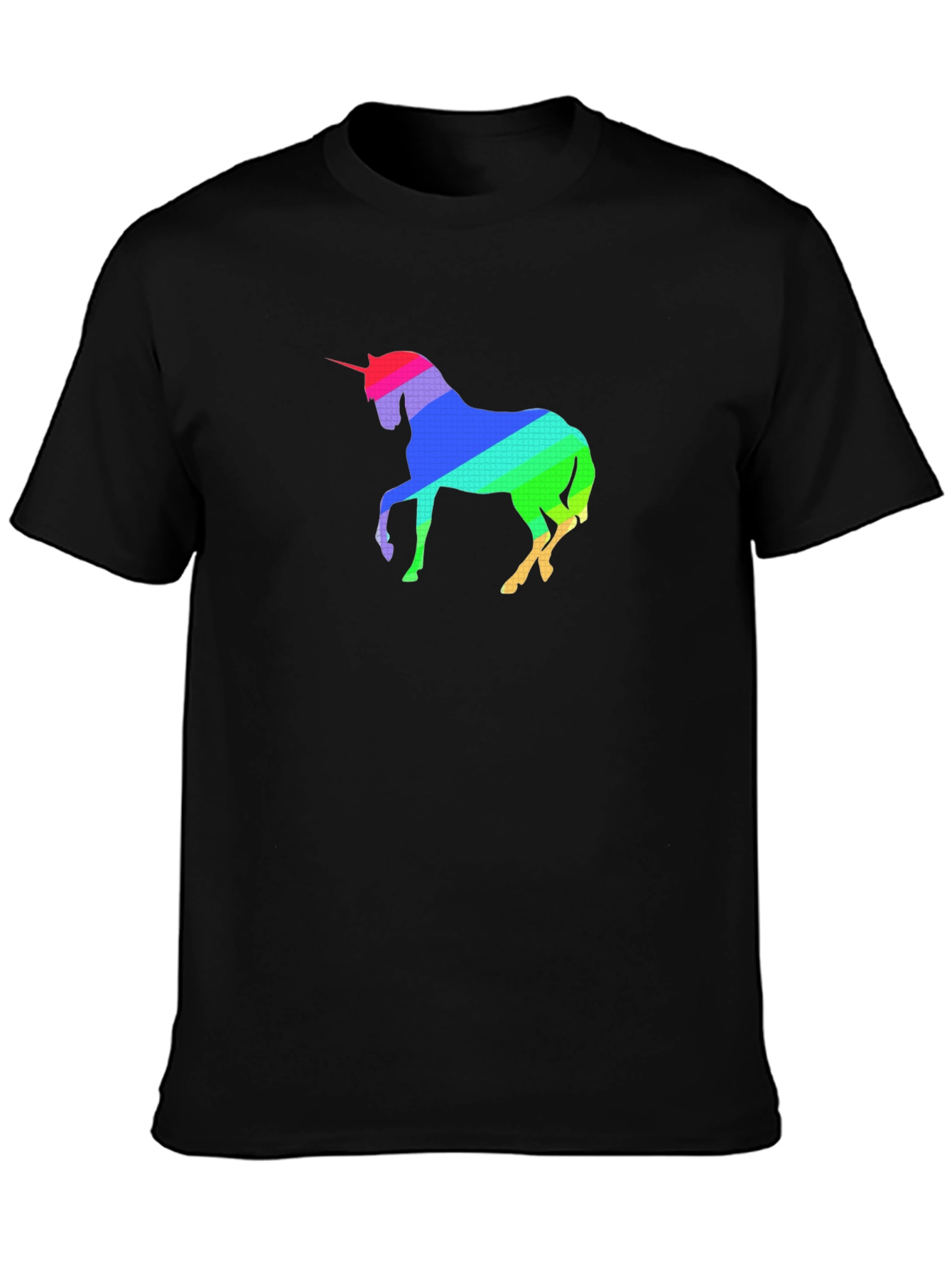 Rainbow Unicorn Graphic Tee - Stylish Mens Black T-Shirt