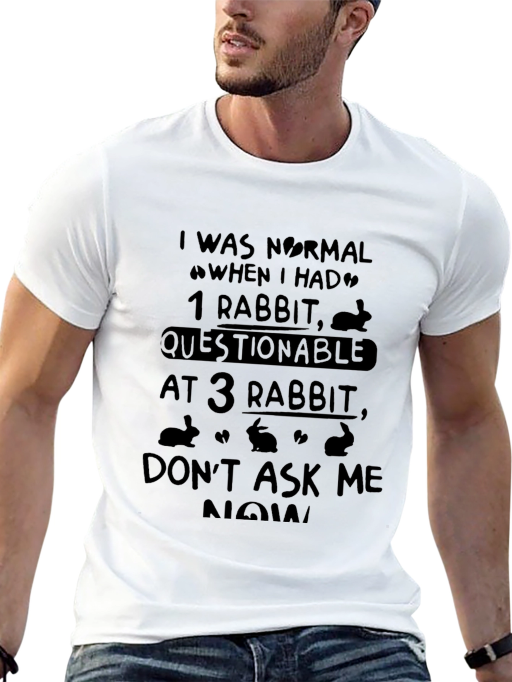 Funny Rabbit Lover T-Shirt - Questionable After 3 Rabbits