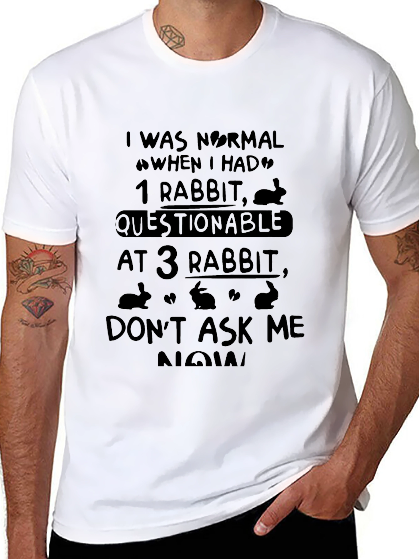 Funny Rabbit Lover T-Shirt - Questionable After 3 Rabbits