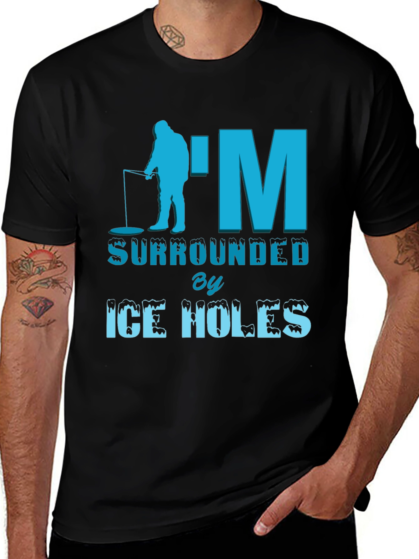 Ice Fishing Humor Tee: Surrounded by Ice Holes T-Shirt