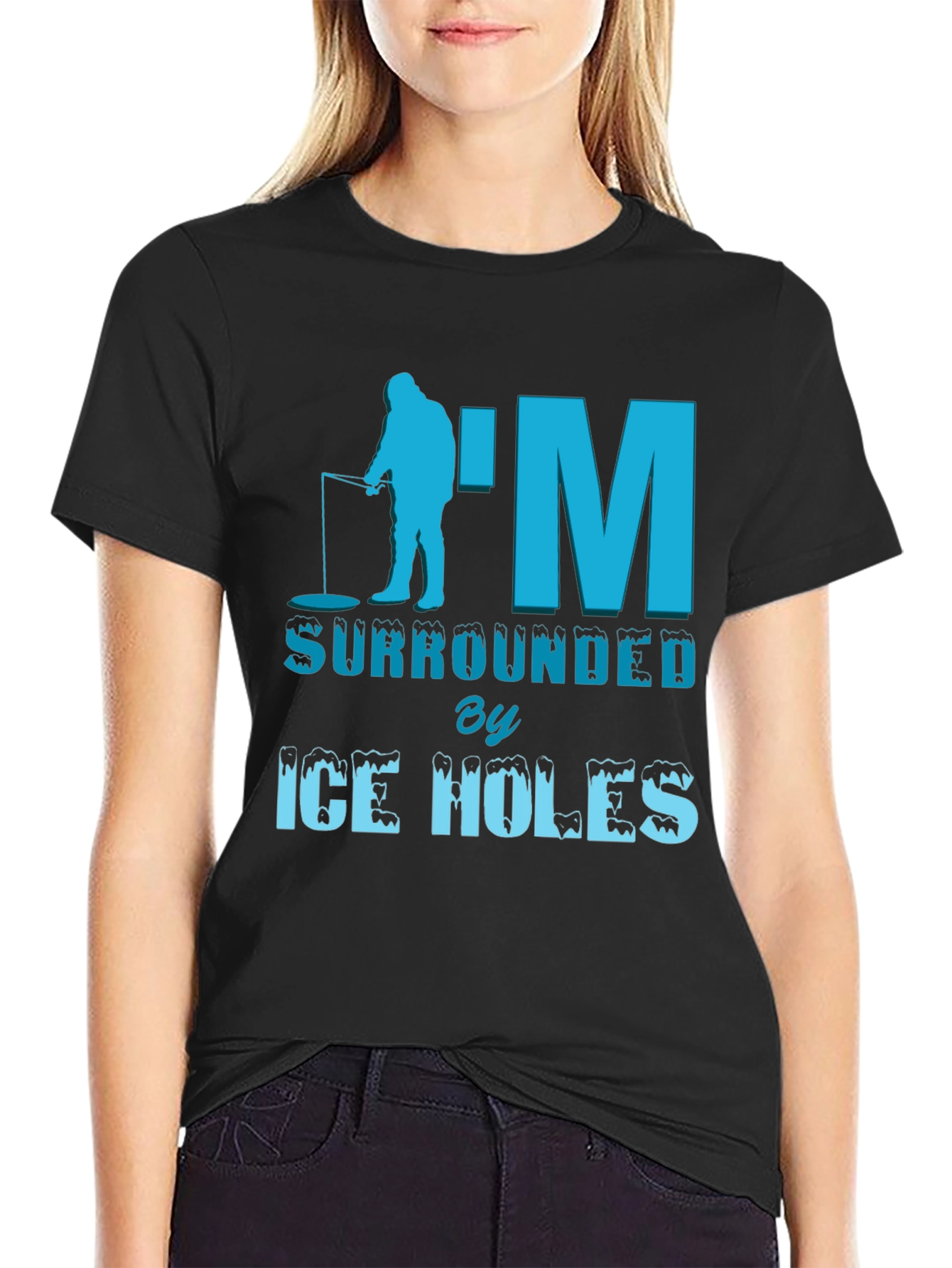 Ice Fishing Humor Tee: Surrounded by Ice Holes T-Shirt