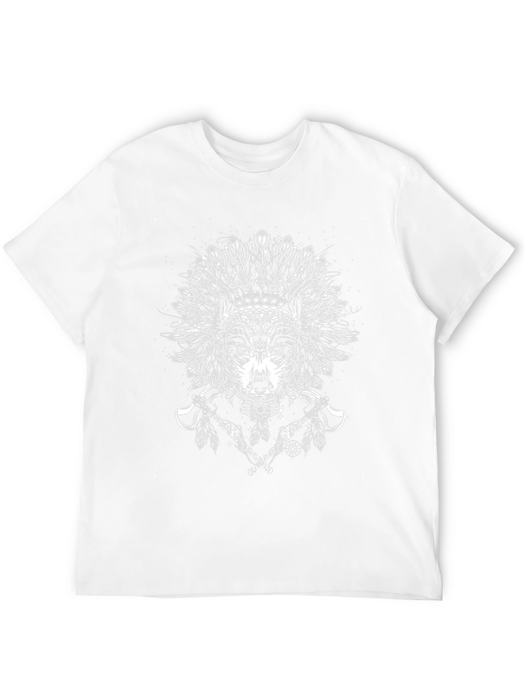 Wolf Headdress Graphic Tee - Black Cotton T-Shirt