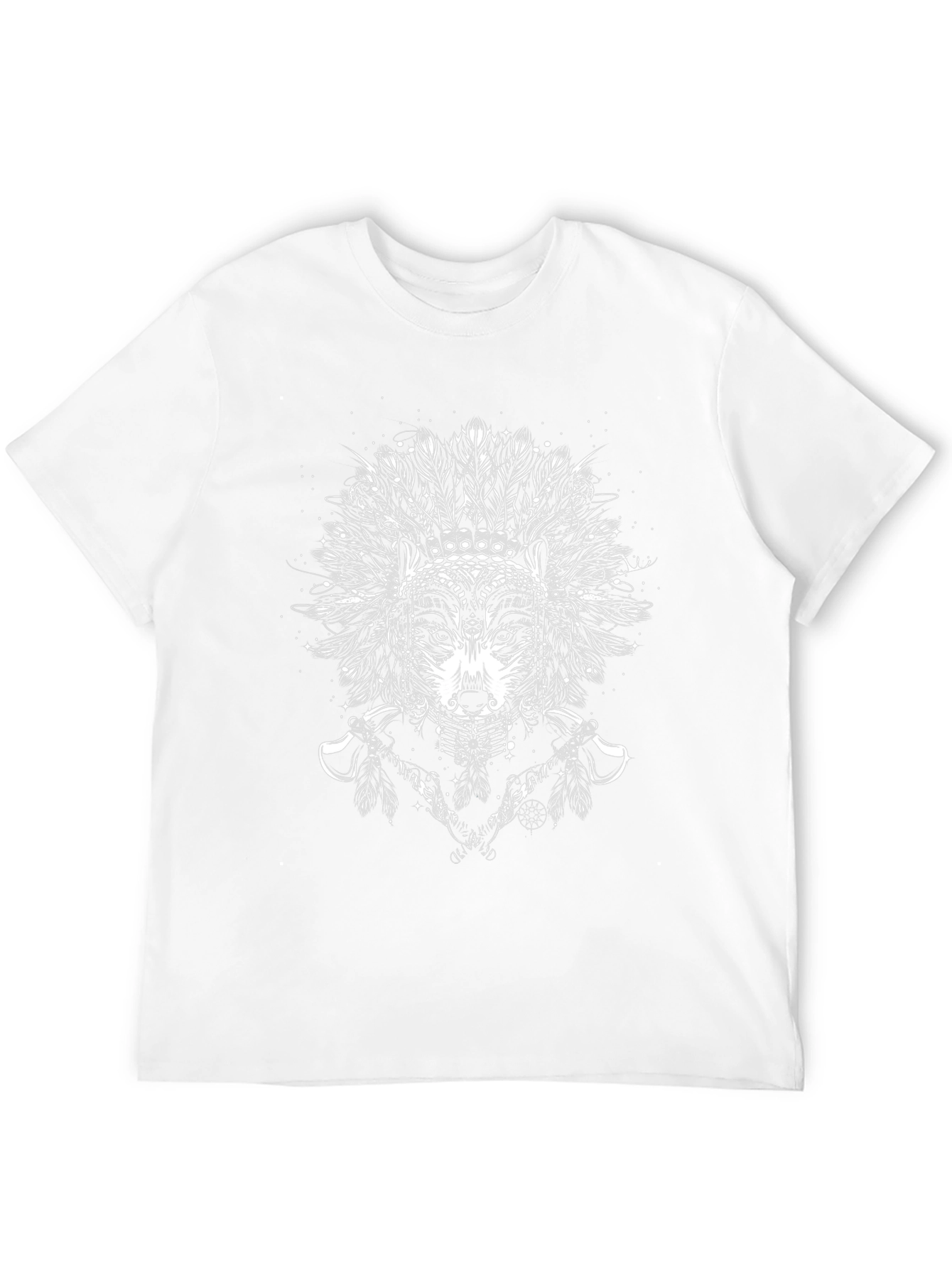 Wolf Headdress Graphic Tee - Black Cotton T-Shirt