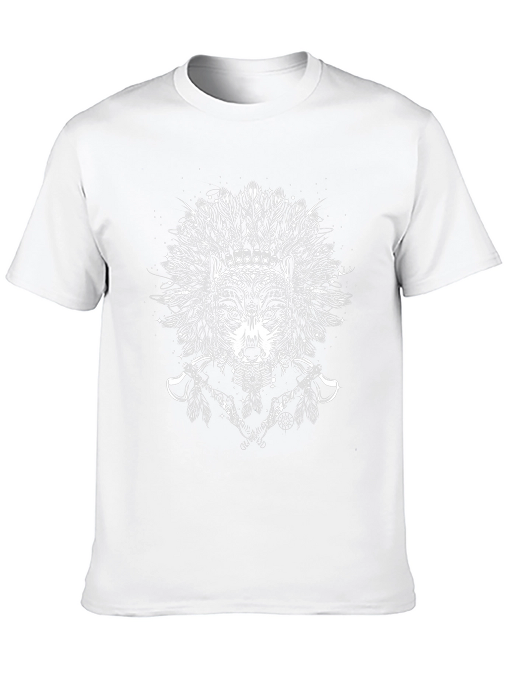 Wolf Headdress Graphic Tee - Black Cotton T-Shirt