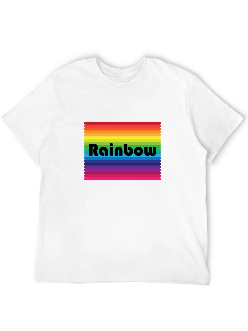 Rainbow Stripe Graphic Tee - Black Cotton Blend