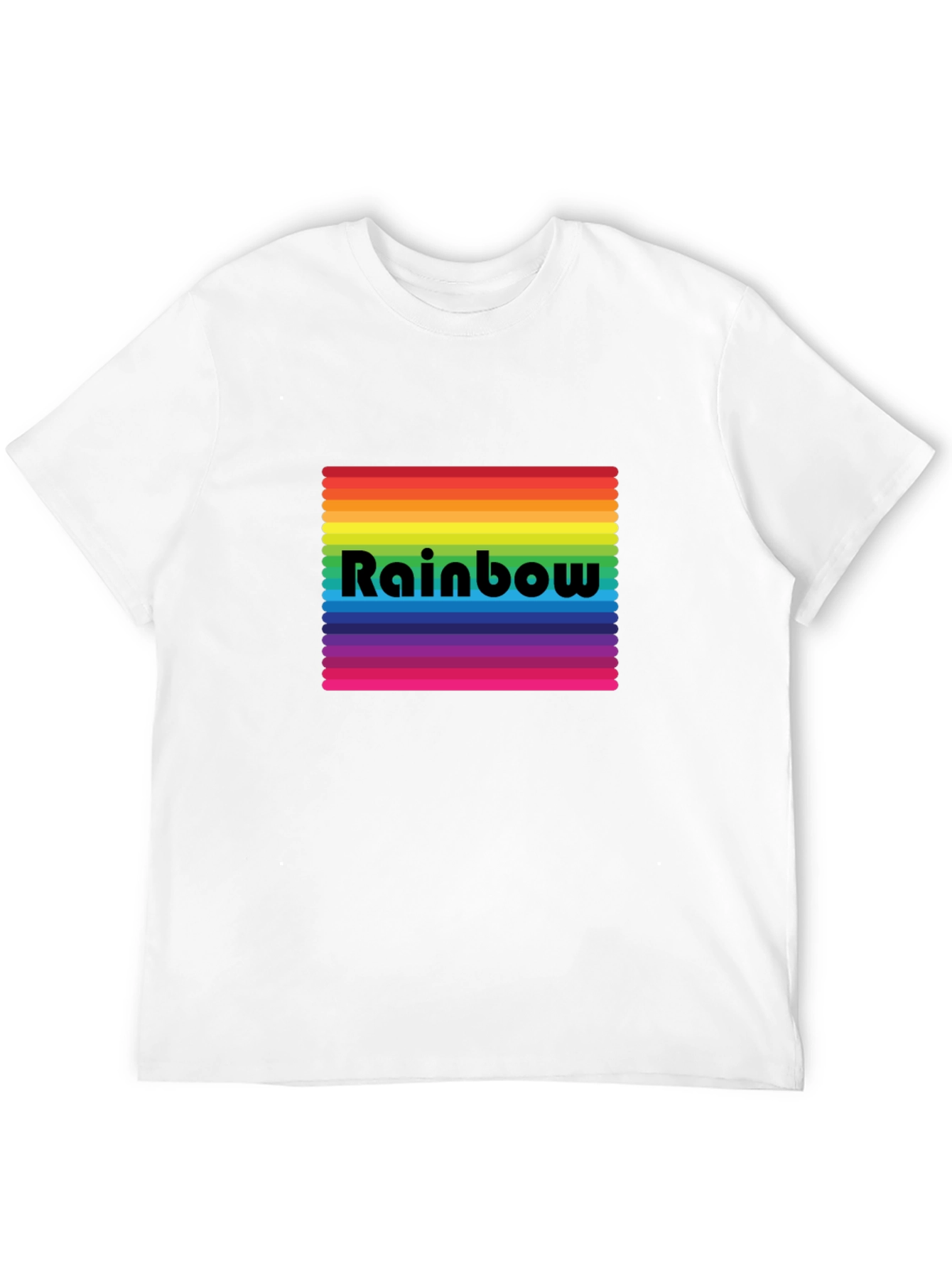 Rainbow Stripe Graphic Tee - Black Cotton Blend