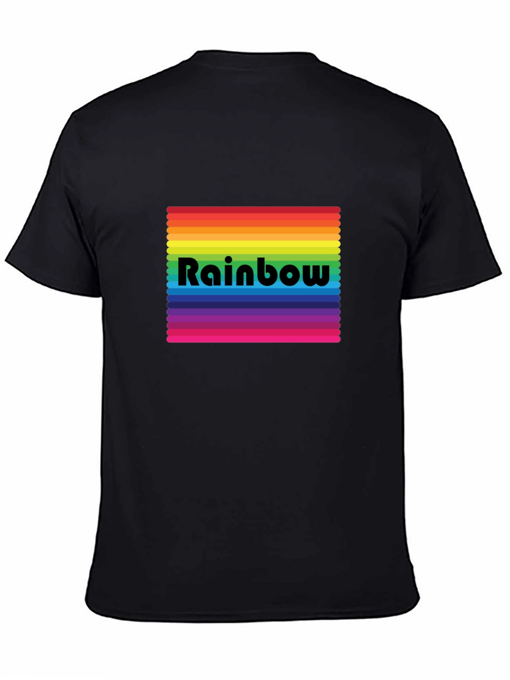 Rainbow Stripe Graphic Tee - Black Cotton Blend