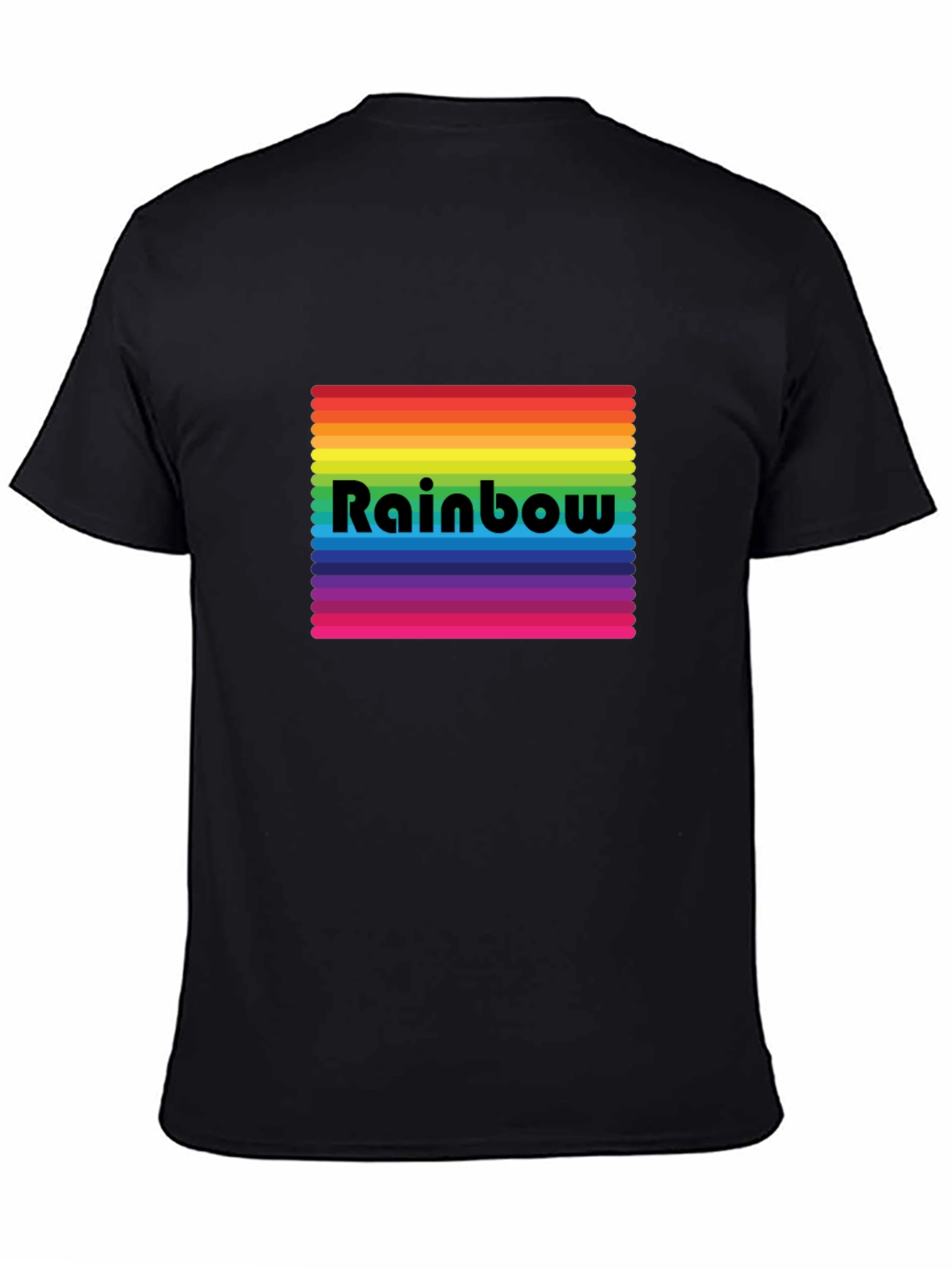 Rainbow Stripe Graphic Tee - Black Cotton Blend
