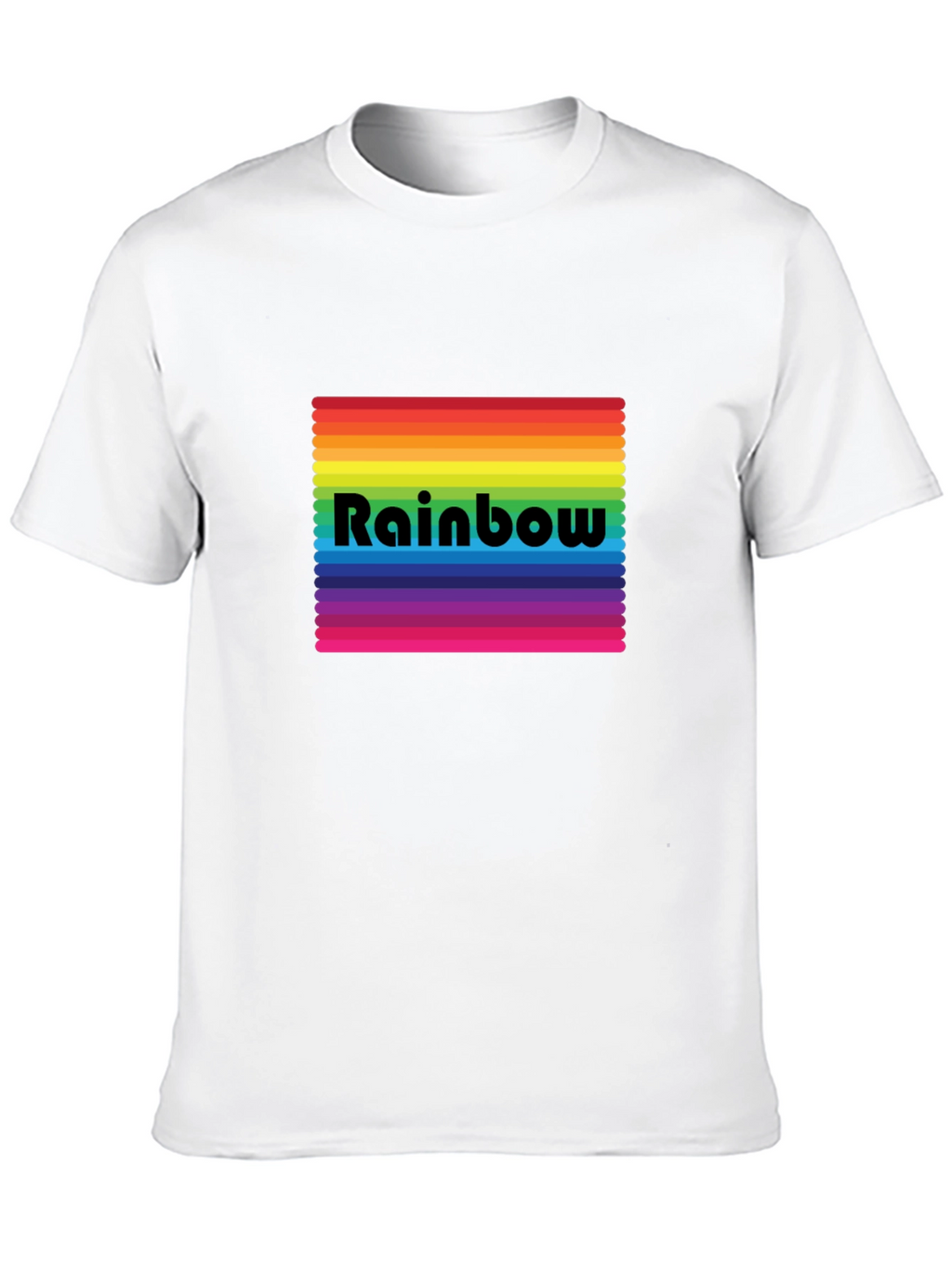 Rainbow Stripe Graphic Tee - Black Cotton Blend