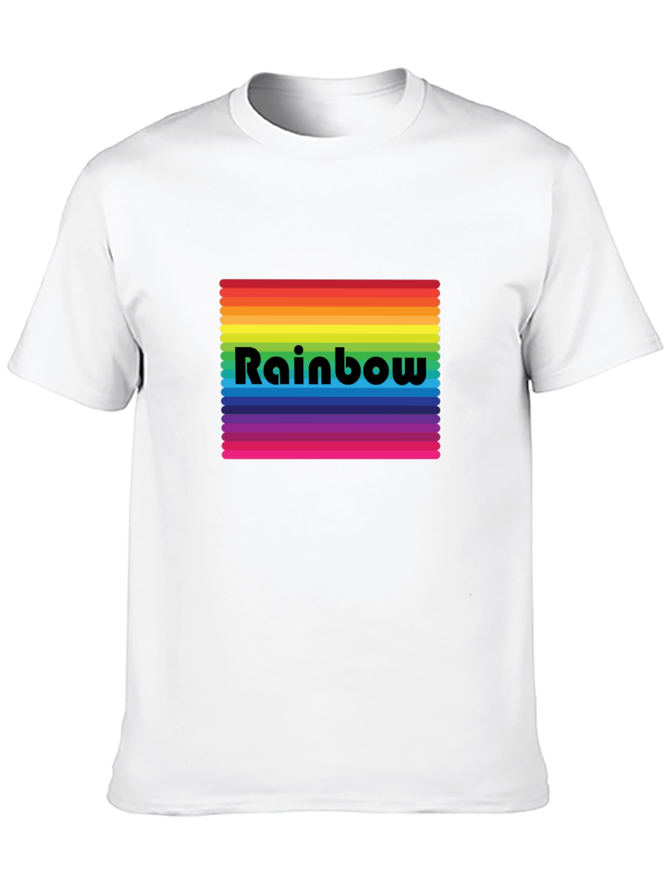 Rainbow Stripe Graphic Tee - Black Cotton Blend