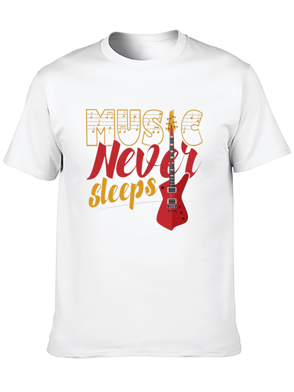 Music Never Sleeps Graphic Tee - Black Cotton T-Shirt