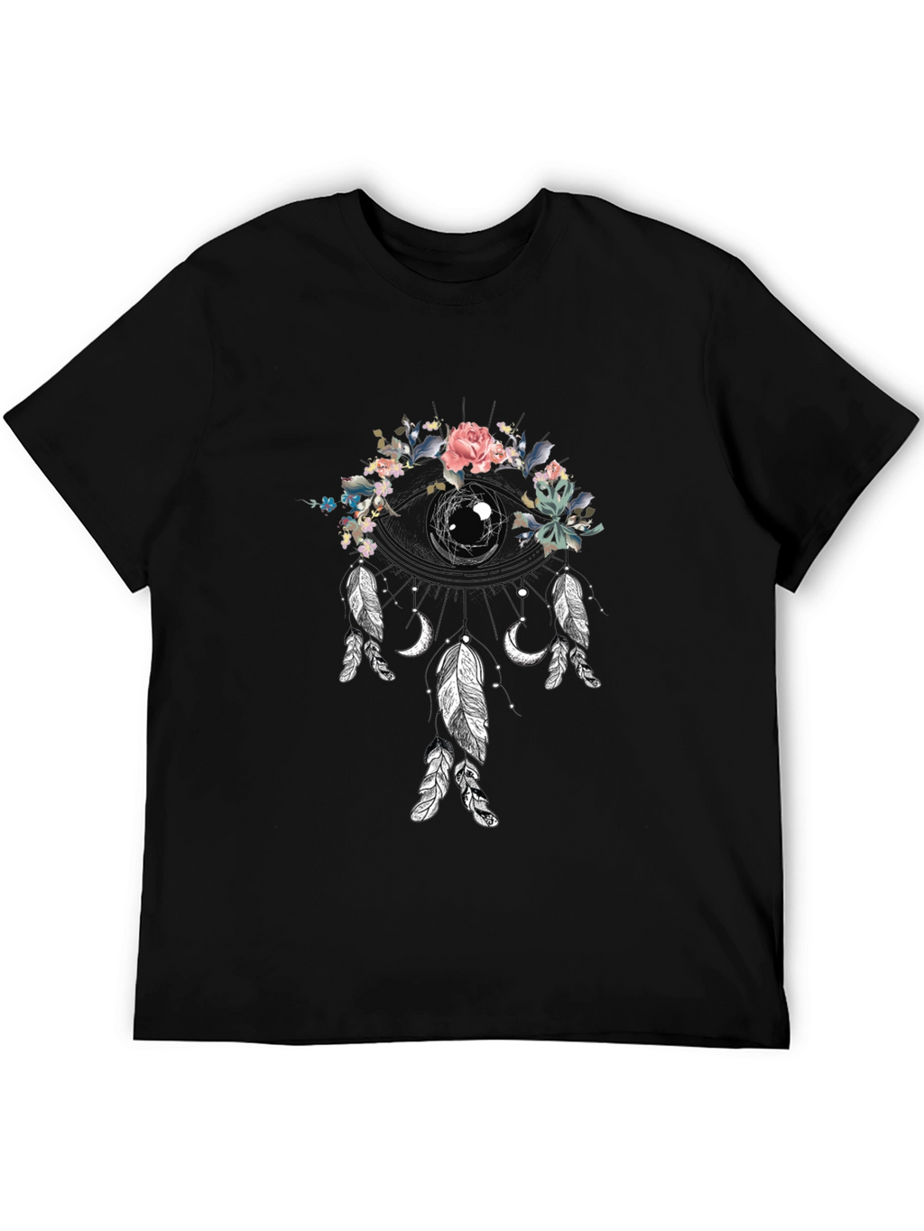 Floral Dreamcatcher Graphic Tee - Black