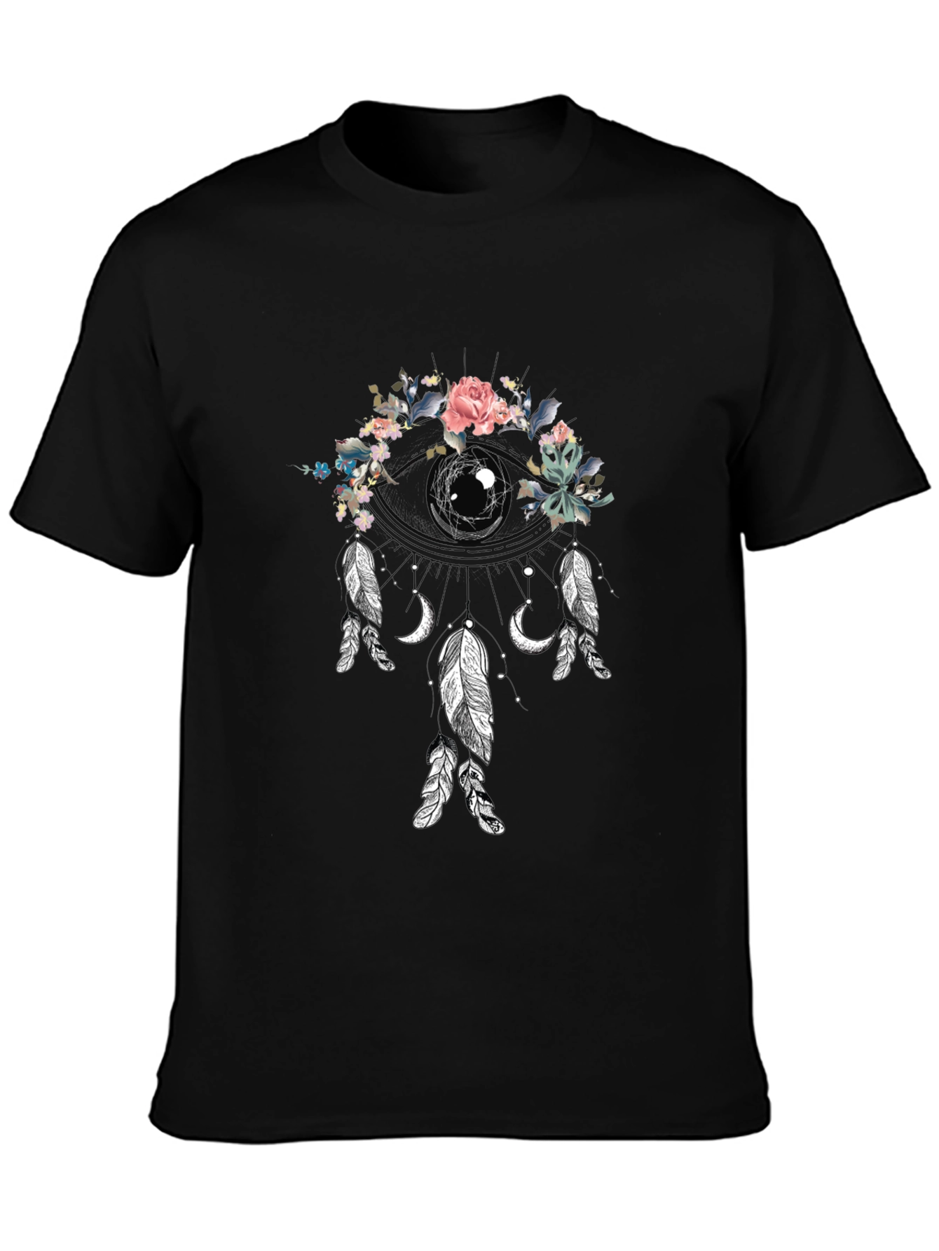 Floral Dreamcatcher Graphic Tee - Black