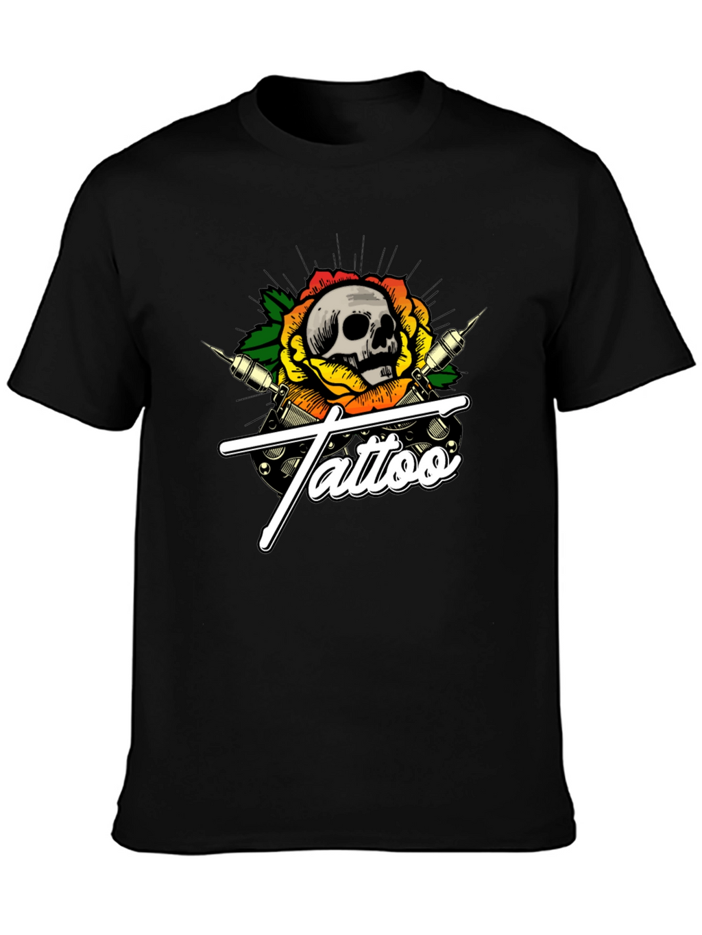 Skull Tattoo Graphic T-Shirt - Black