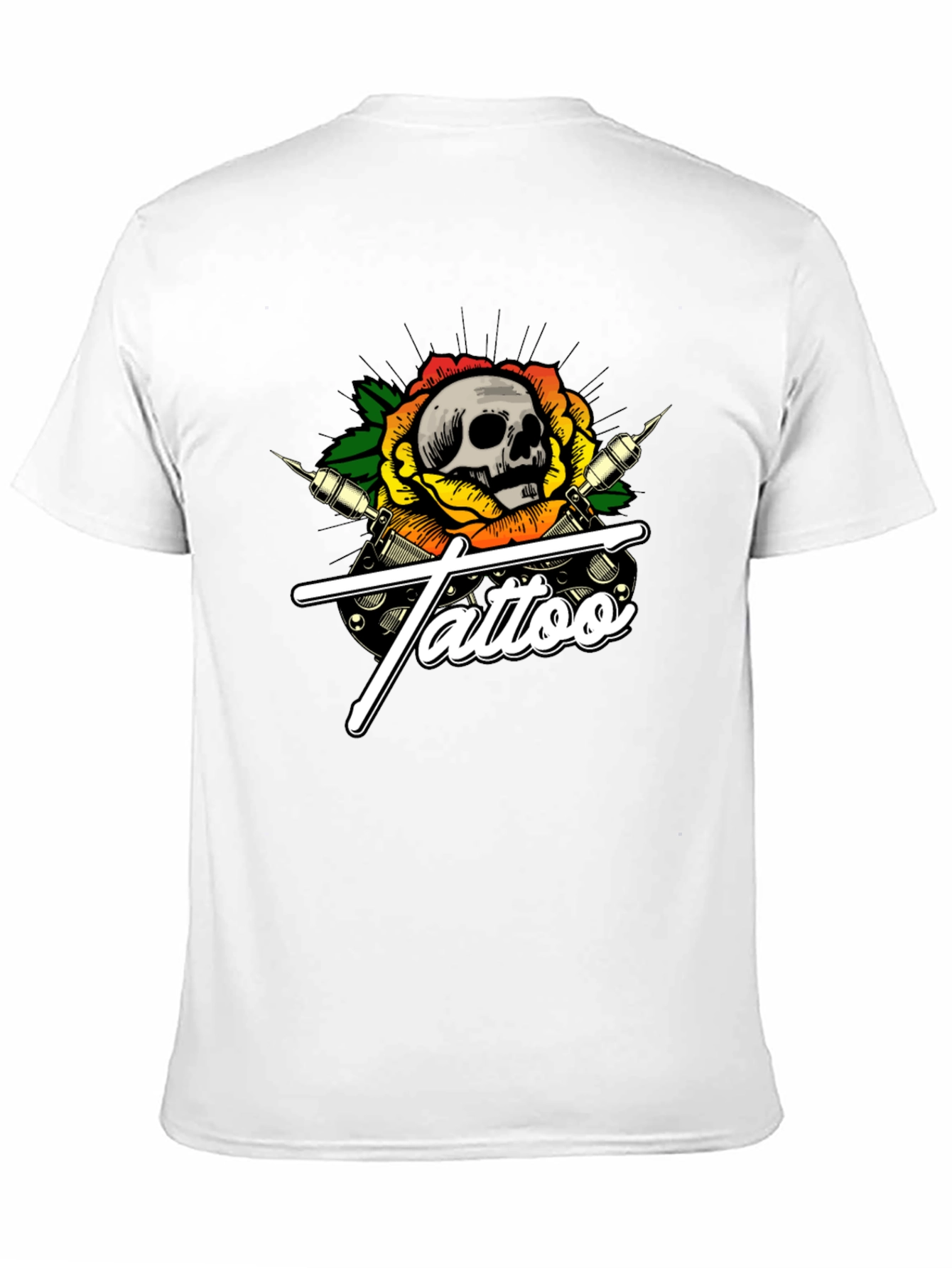 Skull Tattoo Graphic T-Shirt - Black