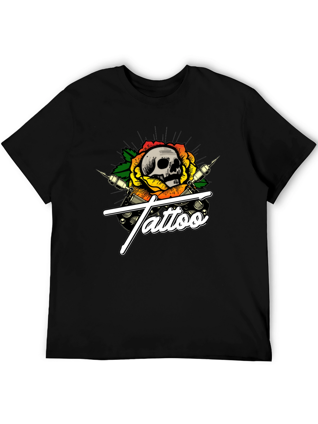 Skull Tattoo Graphic T-Shirt - Black