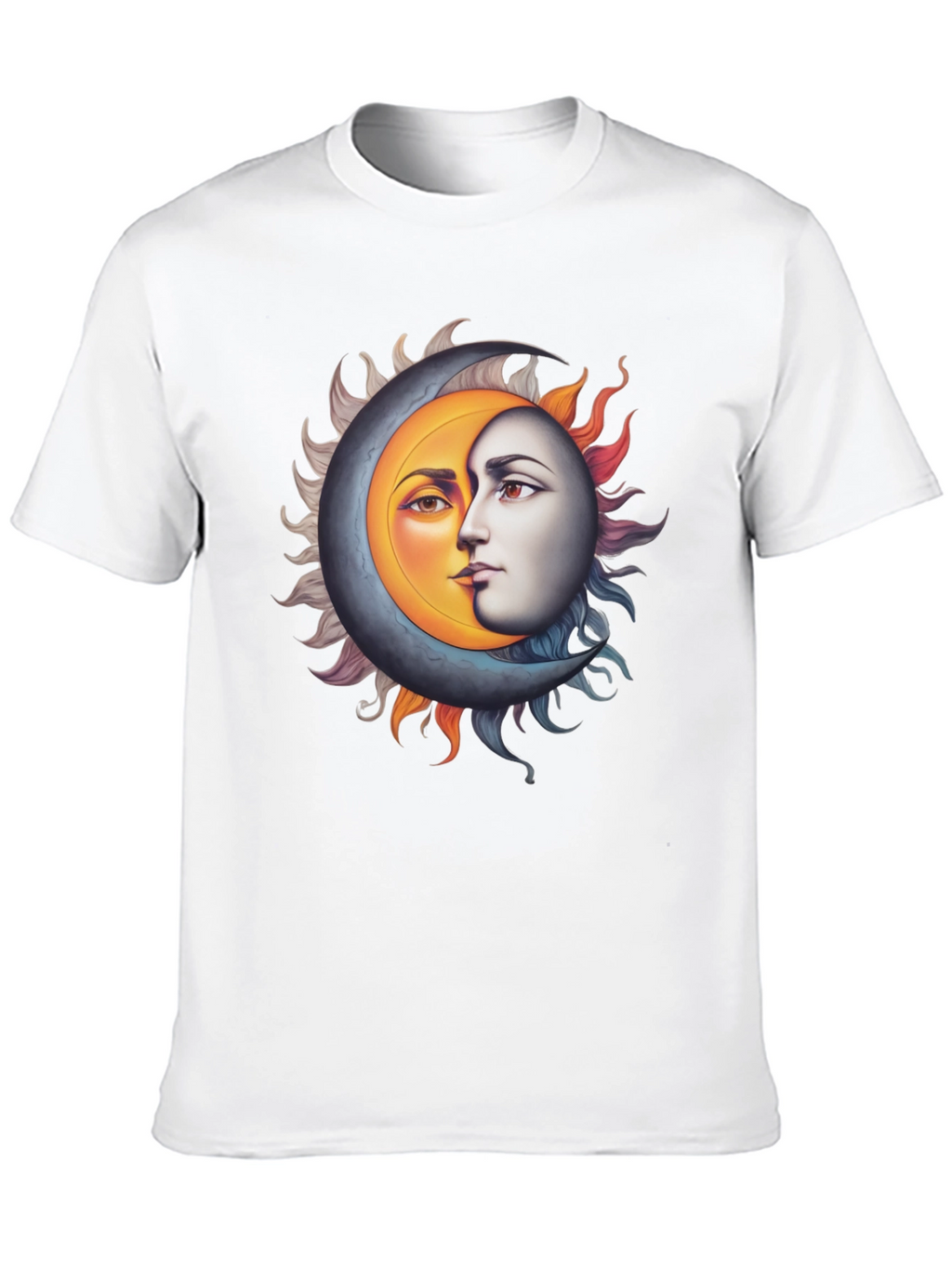 Sun and Moon Face Graphic Black Tee