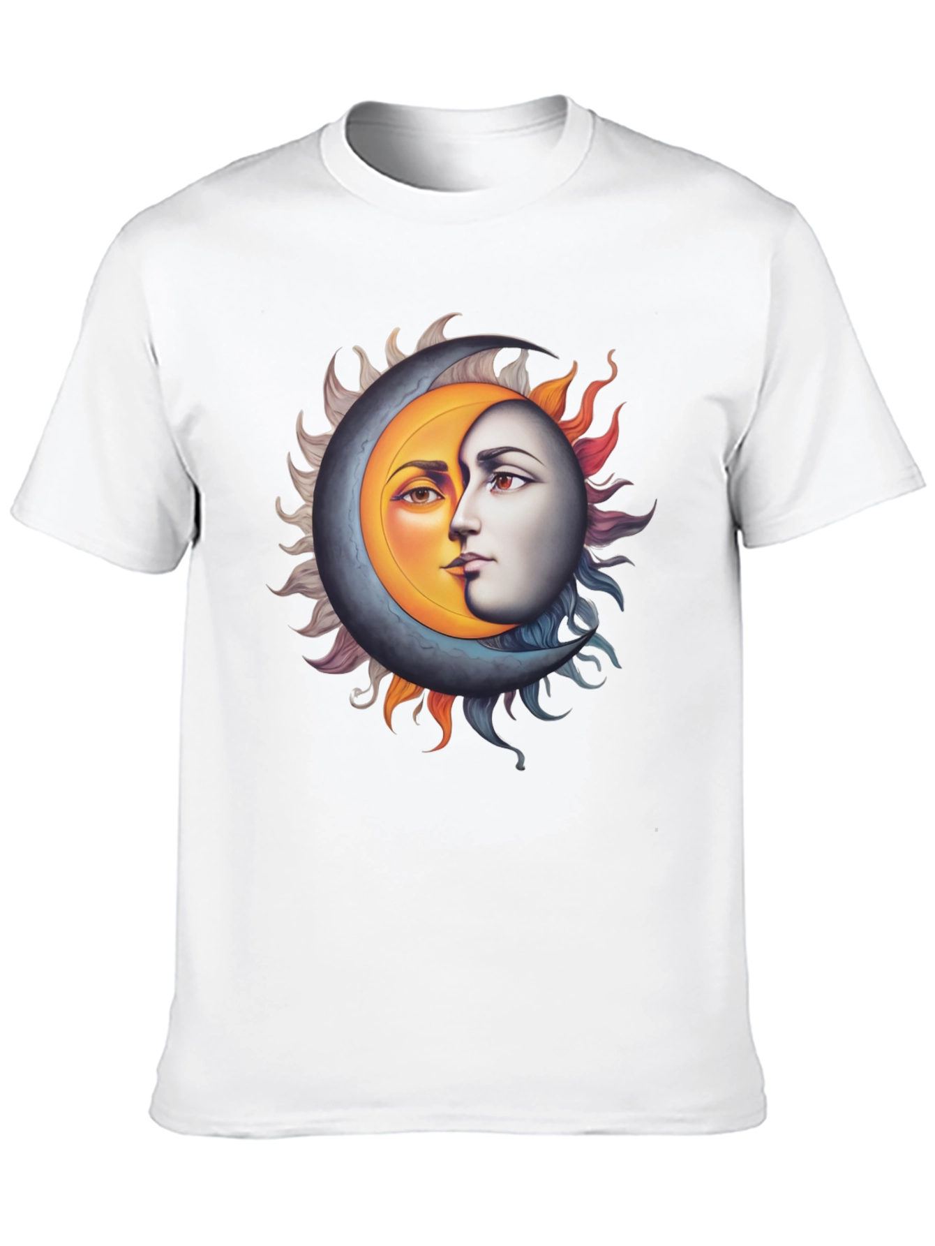 Sun and Moon Face Graphic Black Tee