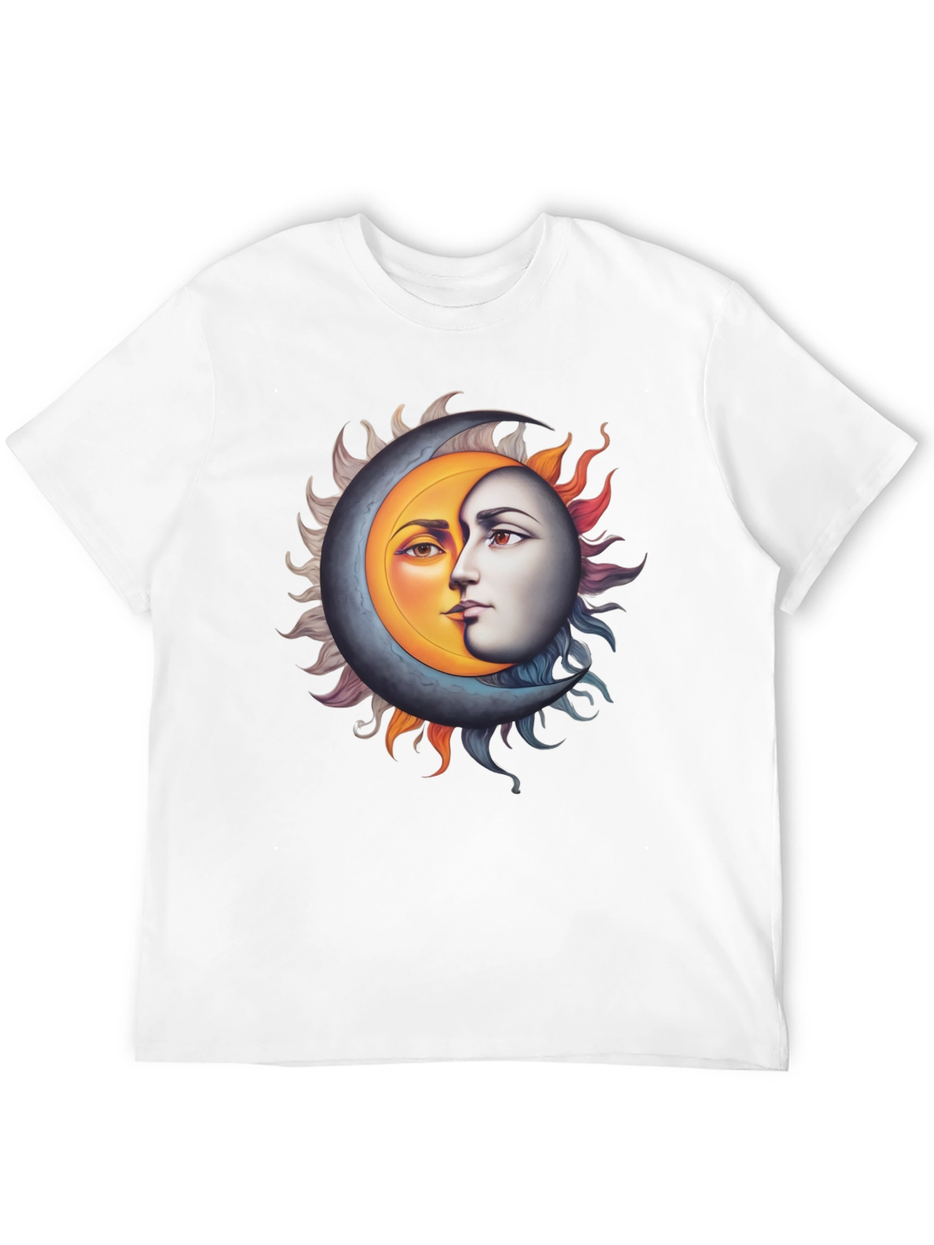 Sun and Moon Face Graphic Black Tee