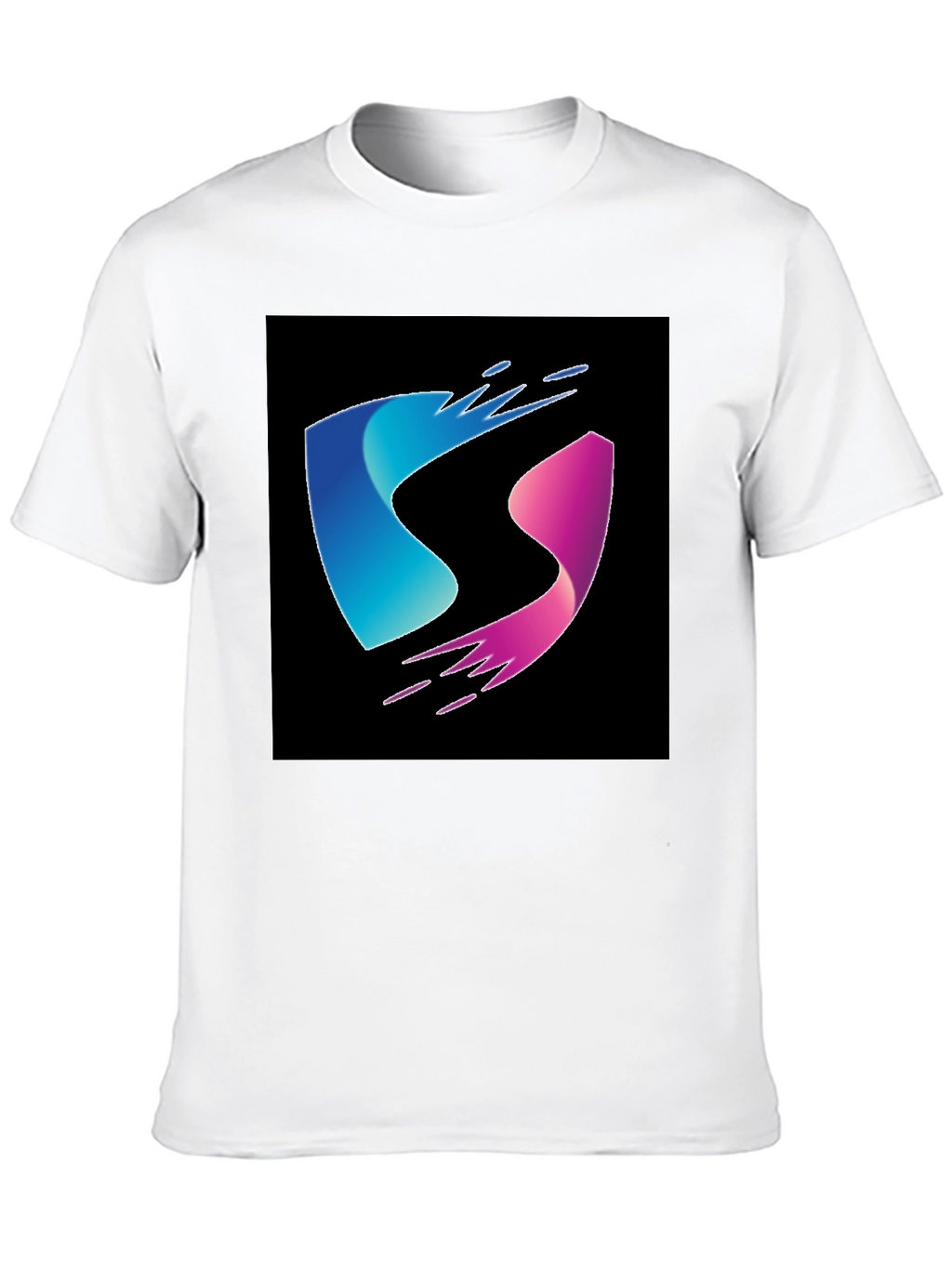 Modern Blue and Pink Wave Design Black T-Shirt