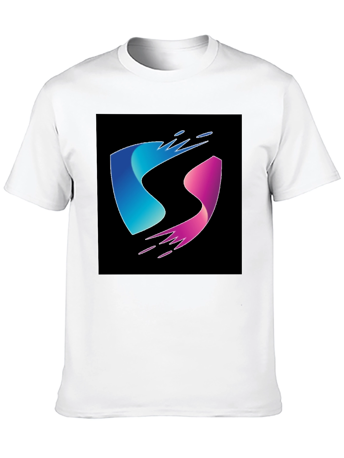 Modern Blue and Pink Wave Design Black T-Shirt