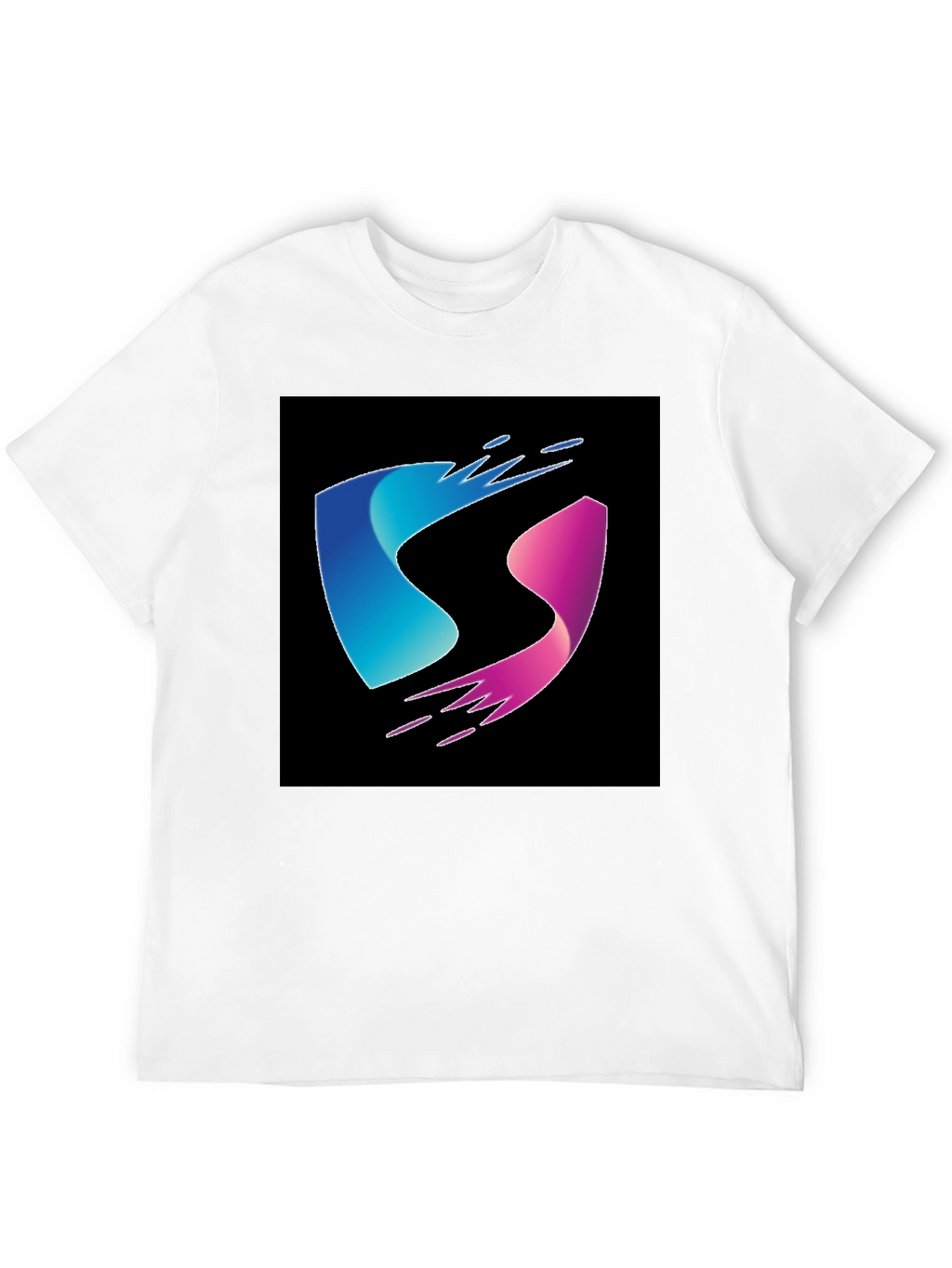 Modern Blue and Pink Wave Design Black T-Shirt