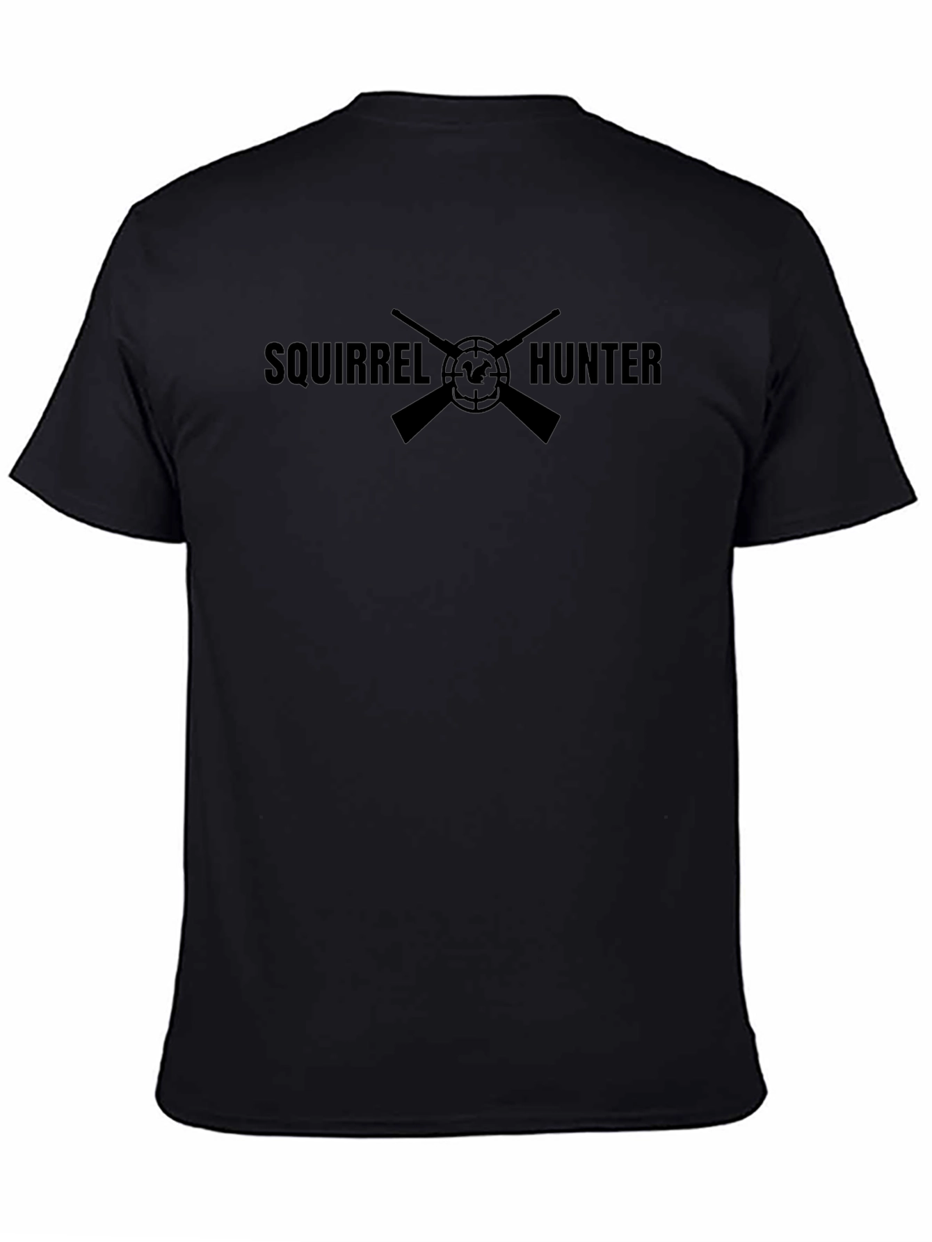 Squirrel Hunter Graphic Tee - Black Crewneck T-Shirt