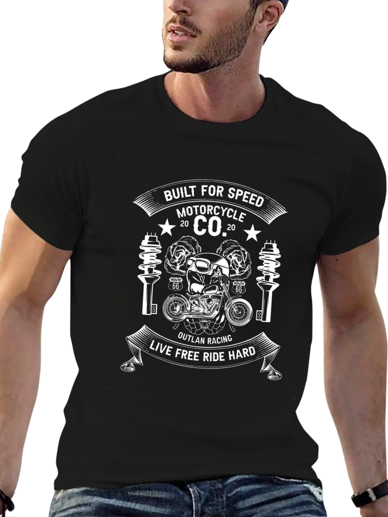 Motorcycle Co. T-Shirt - Built for Speed Live Free Ride Hard