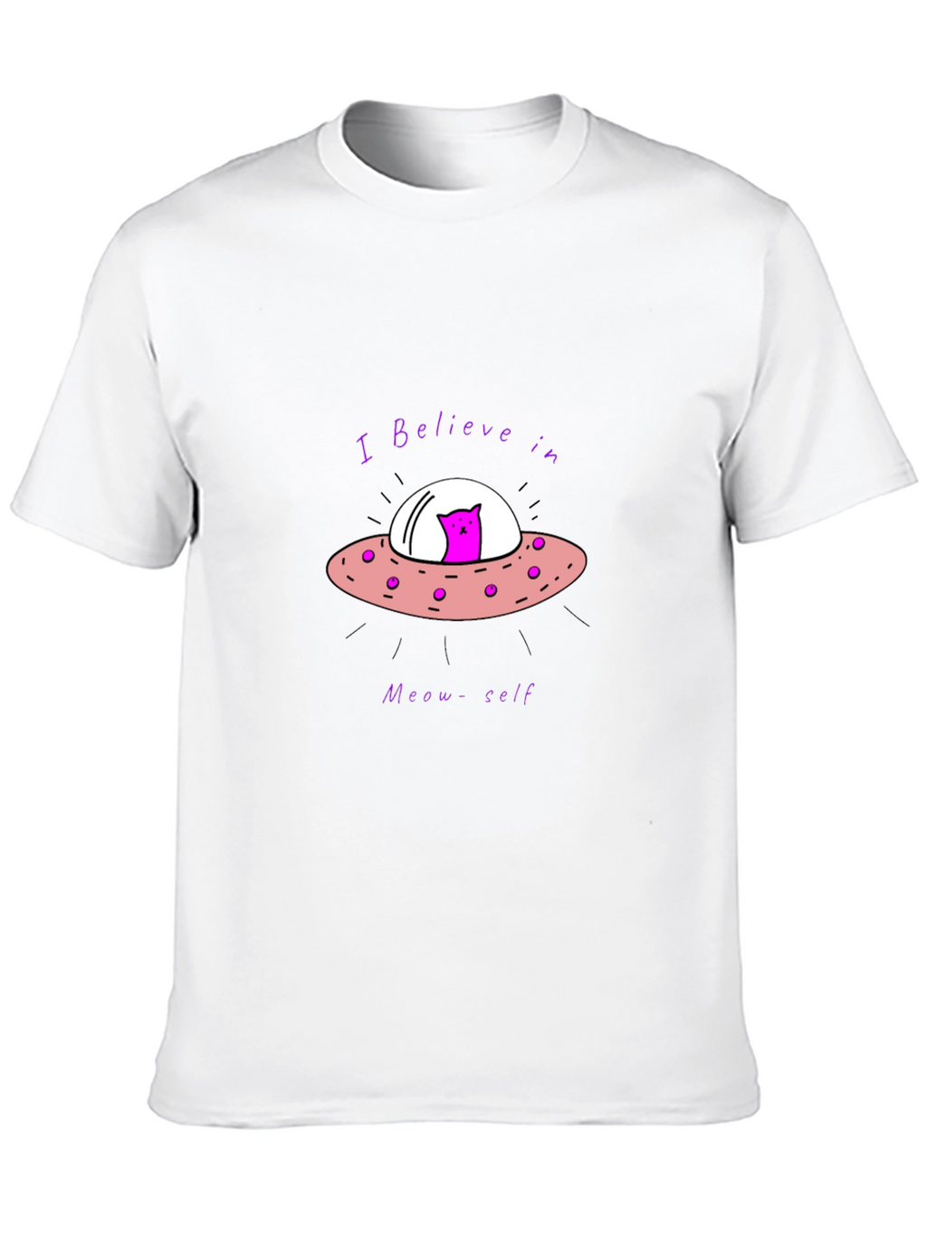 Believe in Meow-self Black T-Shirt - Cat Alien UFO