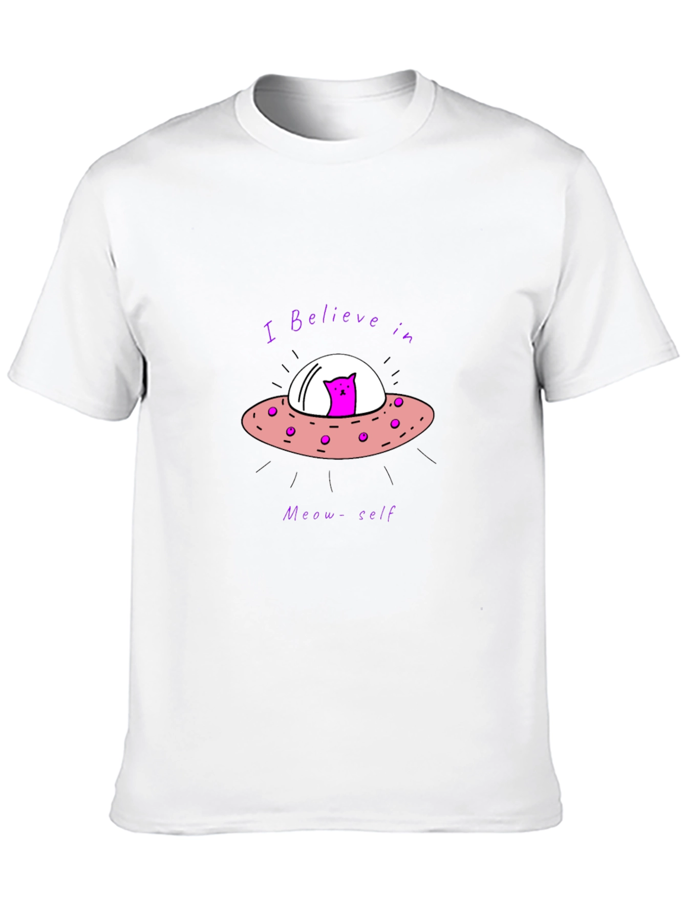Believe in Meow-self Black T-Shirt - Cat Alien UFO